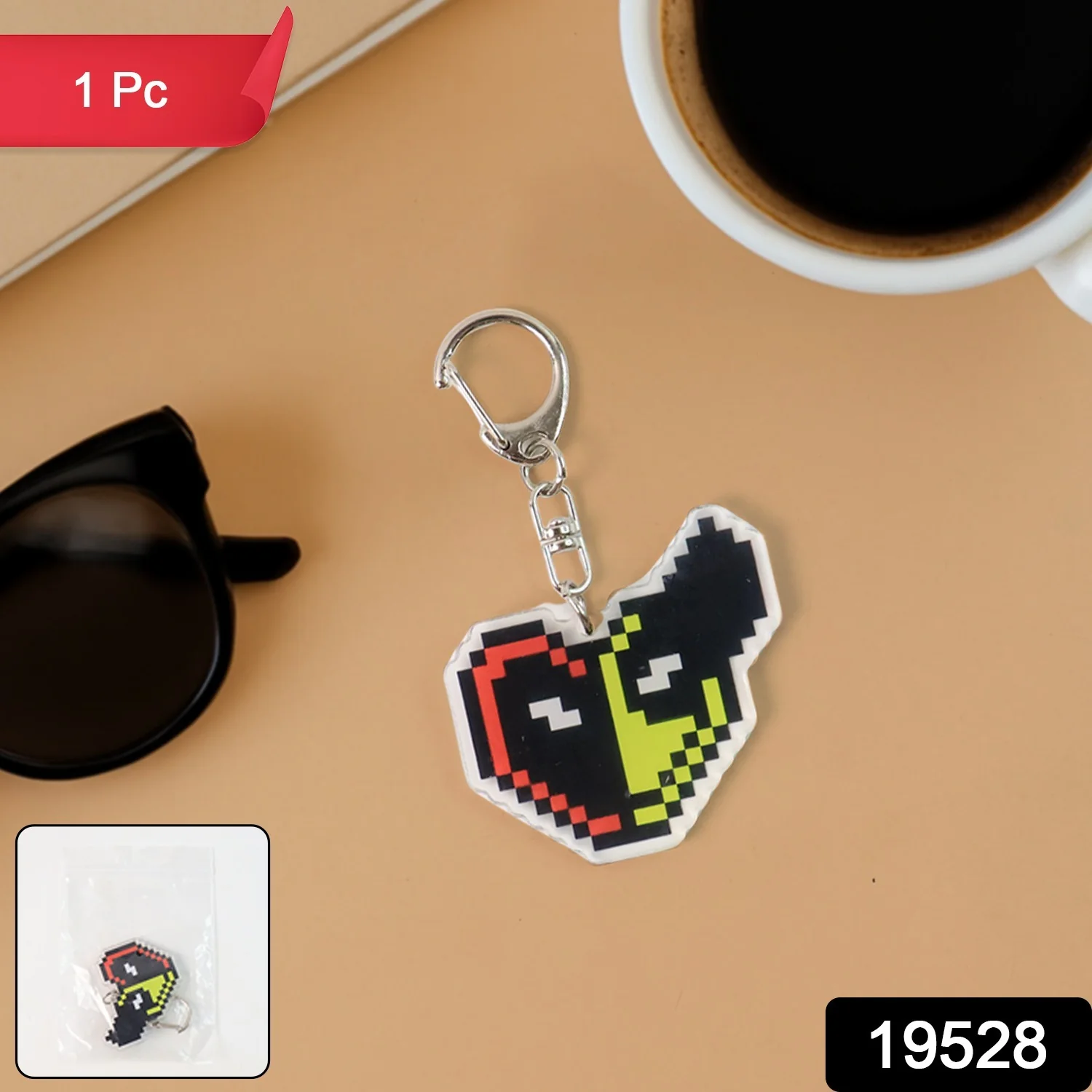 Pixel Style Acrylic Cartoon Keychain with Funky Design (1 Pc) - Image 2