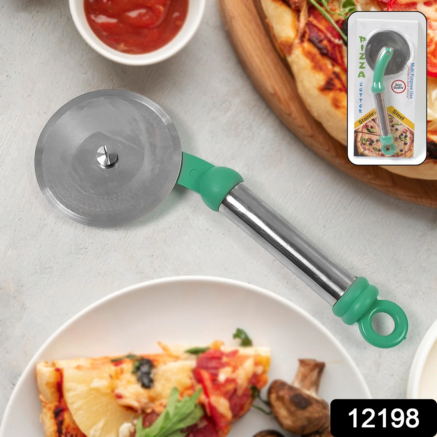 Kitchen Stainless Steel Wheel Pizza Cutter (1 pc) - Image 2