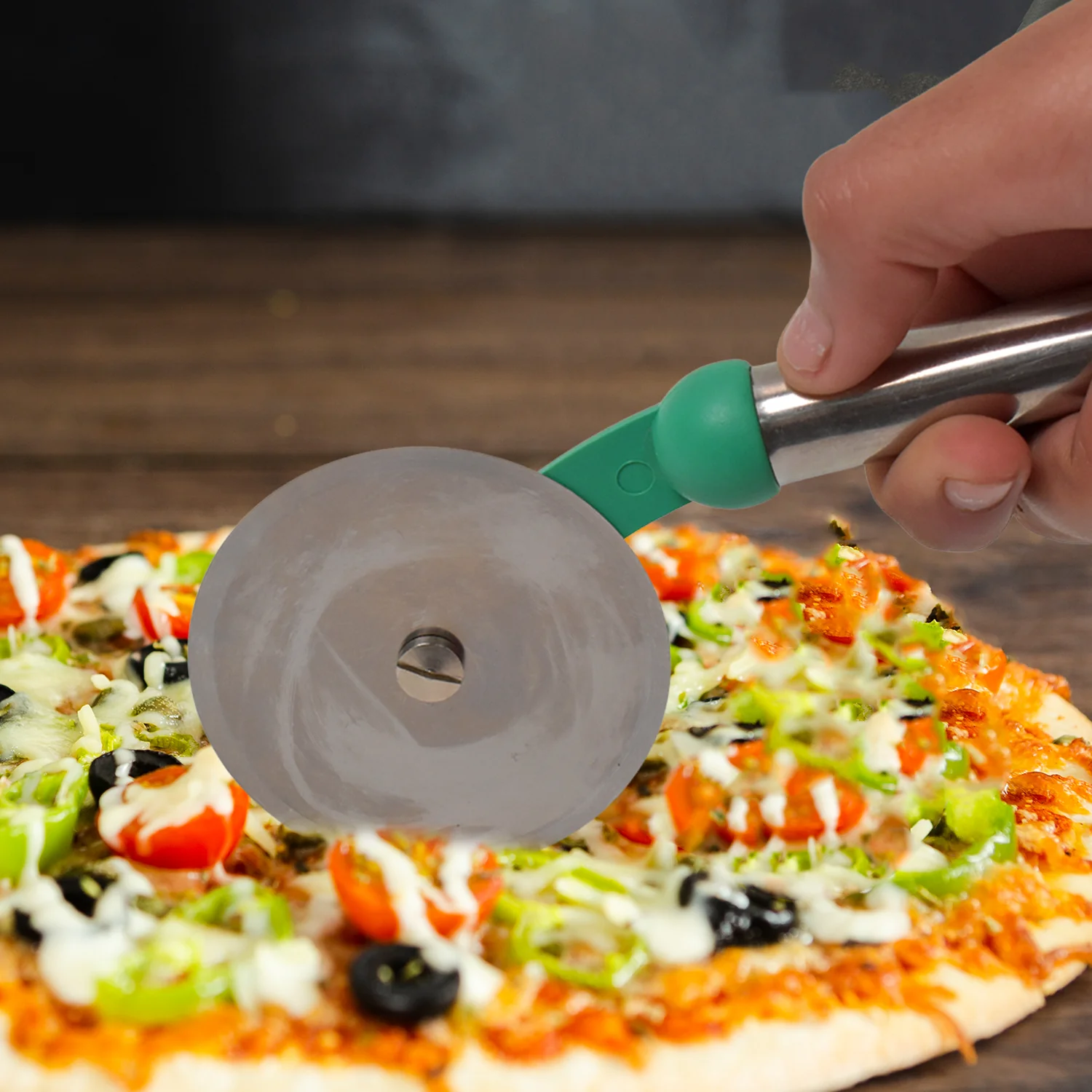 Kitchen Stainless Steel Wheel Pizza Cutter (1 pc) - Image 4