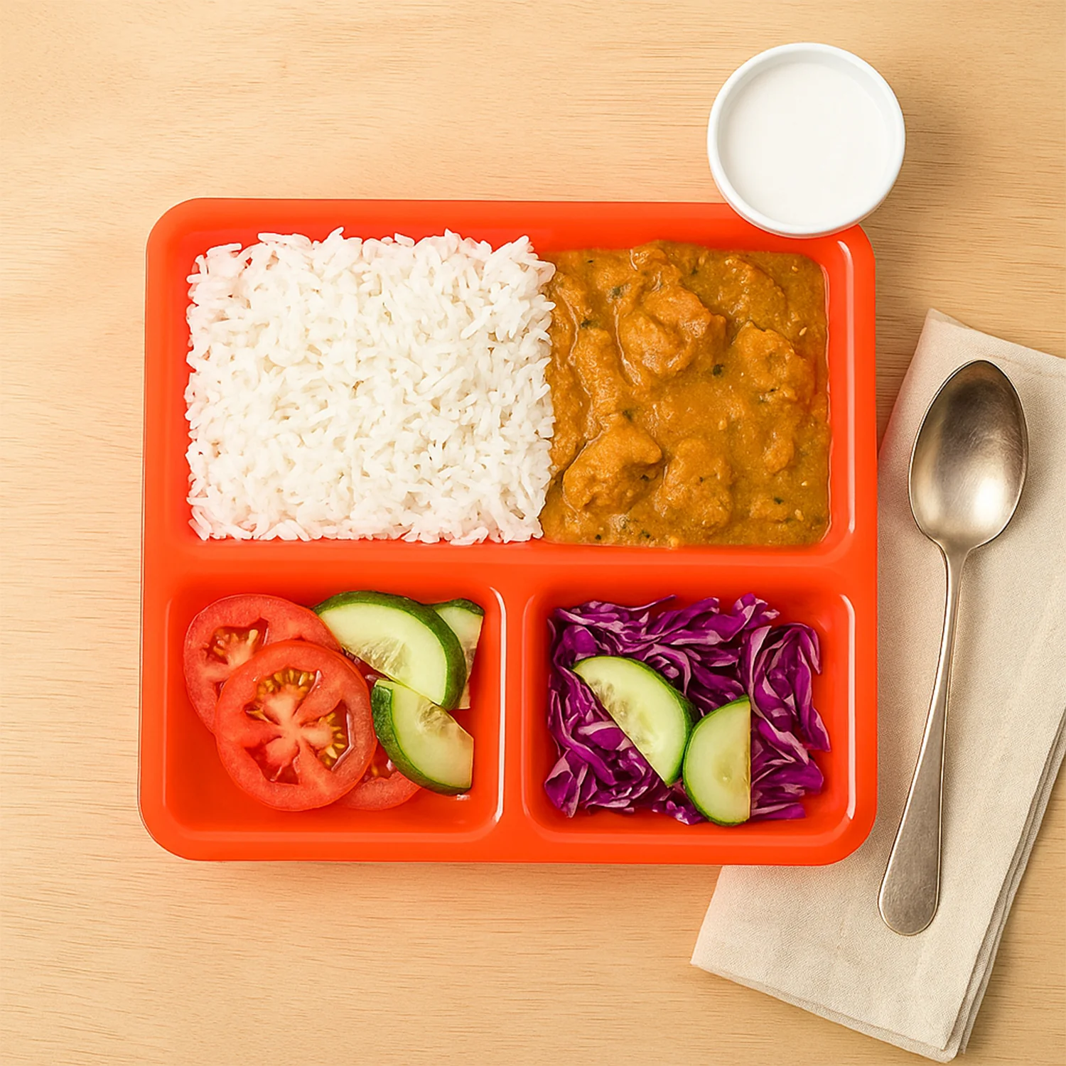 Plastic 3-Compartment Rectangular Meal Serving Tray / Plates (1 Pc) - Image 6
