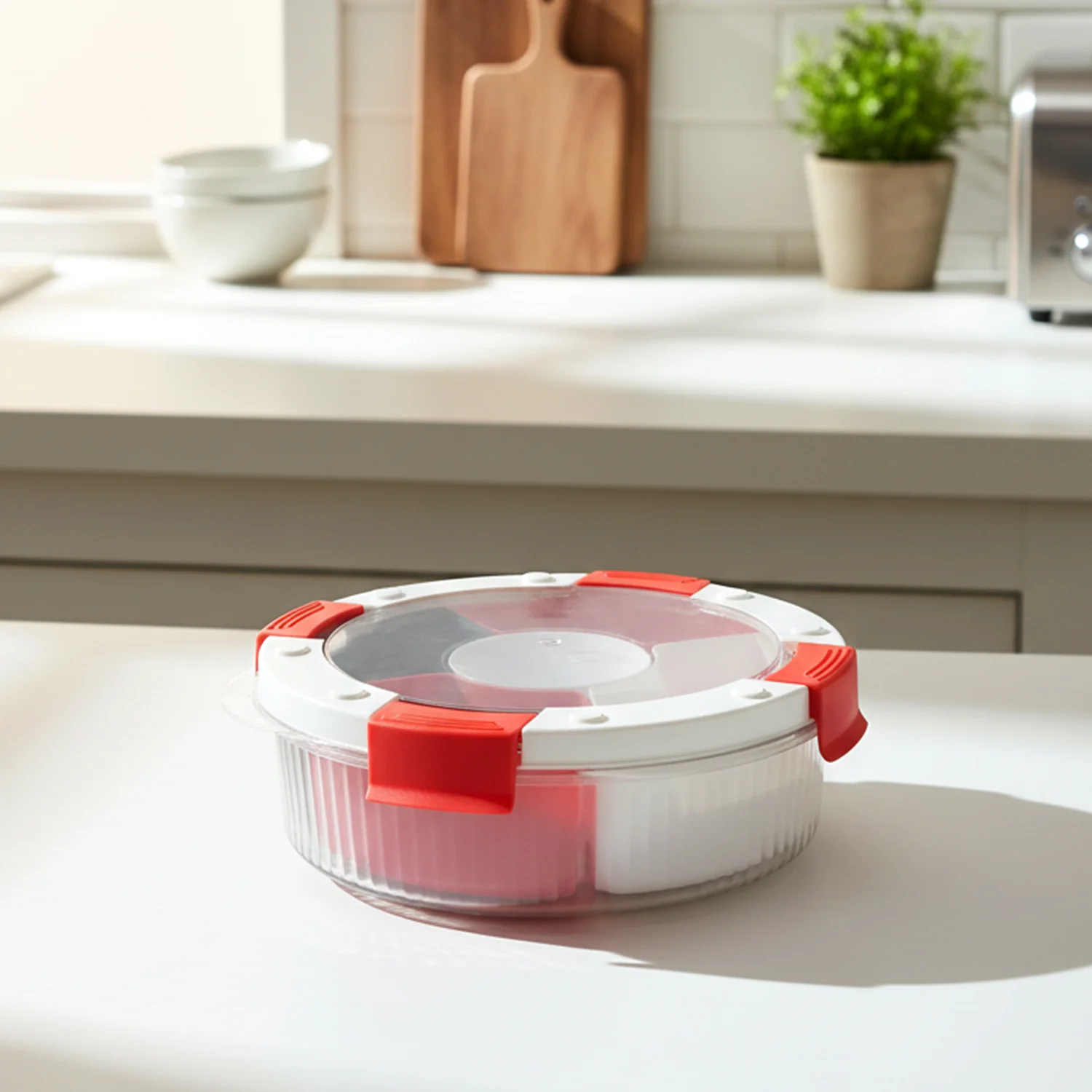 Plastic 5 Compartment Spice Storage Box With Spoons - Image 7