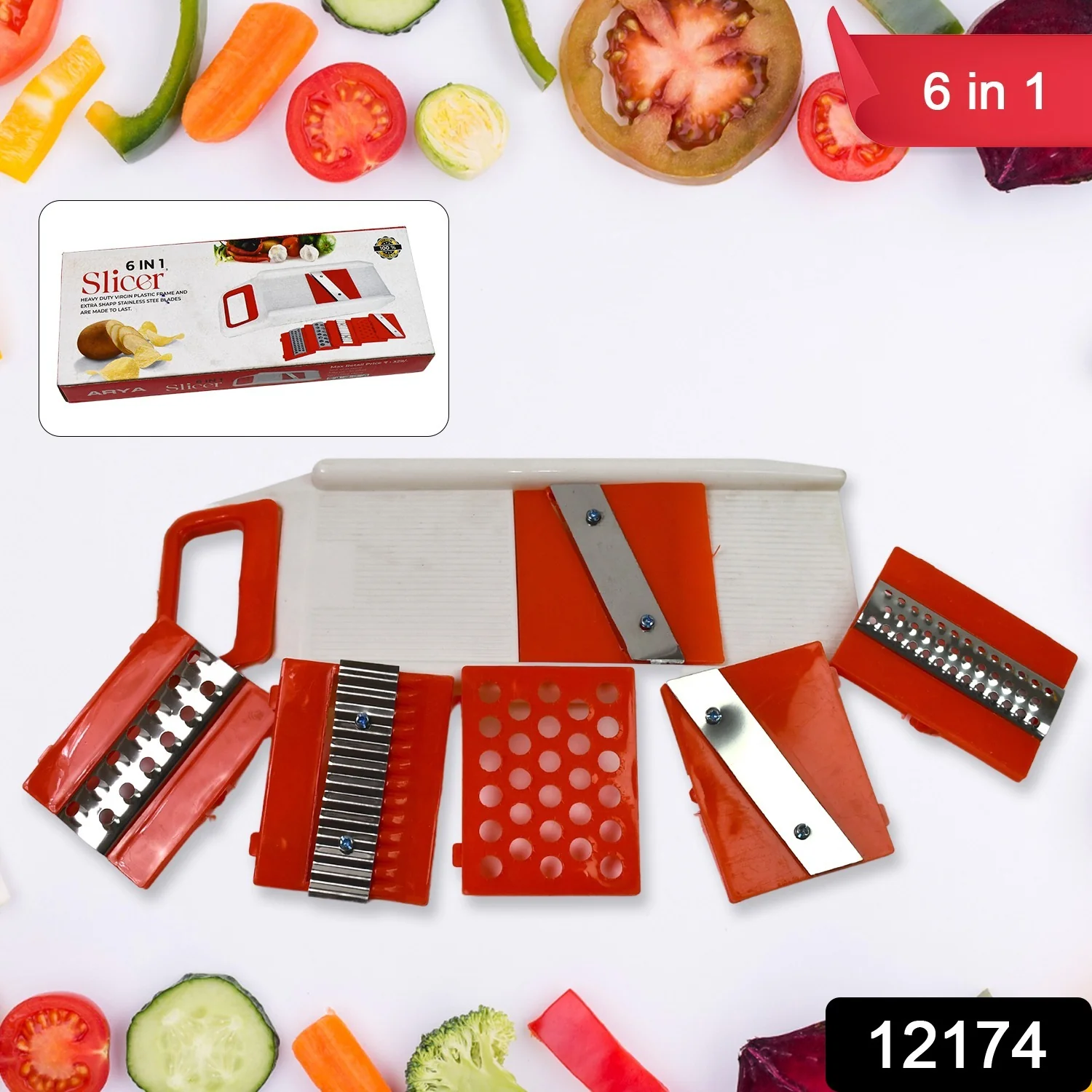 Plastic 6 in 1 Vegetables Slicer, Cutter and Fruit Dicer Grater (1 Set) - Image 2