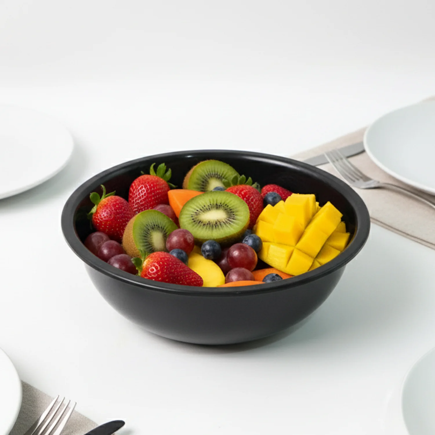 Plastic 6 Inch Black Round Deep Serving Bowl (1 Pc) - Image 3