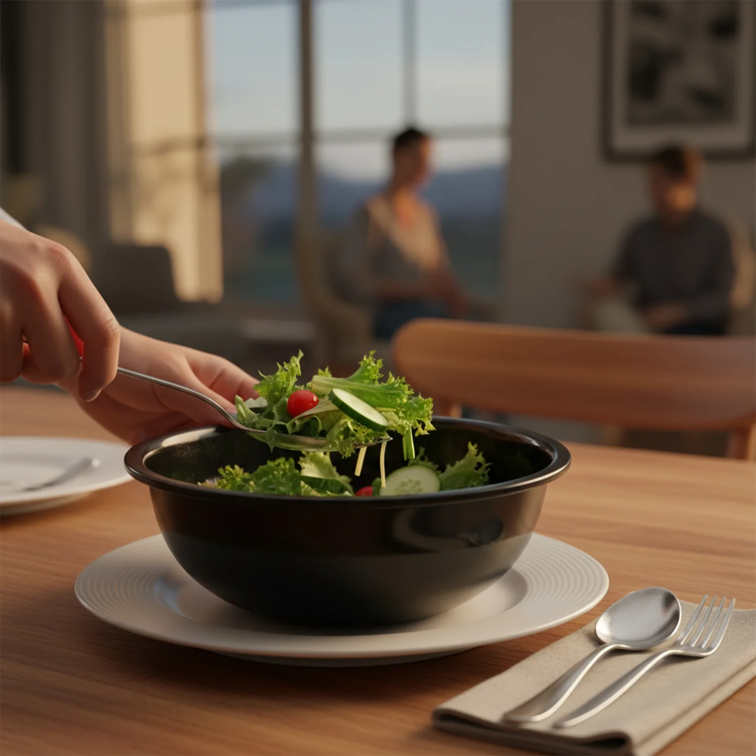 Plastic 6 Inch Black Round Deep Serving Bowl (1 Pc) - Image 4