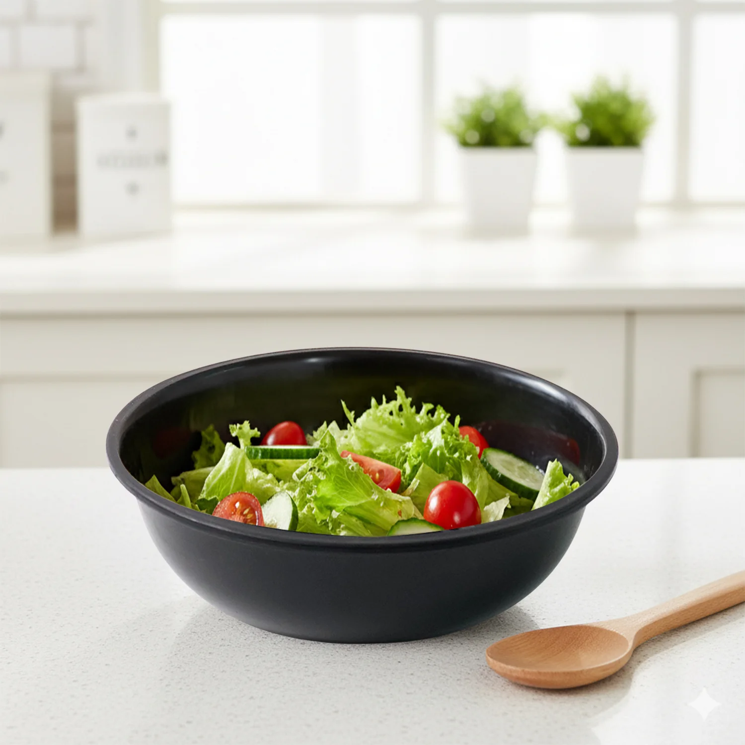 Plastic 6 Inch Black Round Deep Serving Bowl (1 Pc) - Image 8