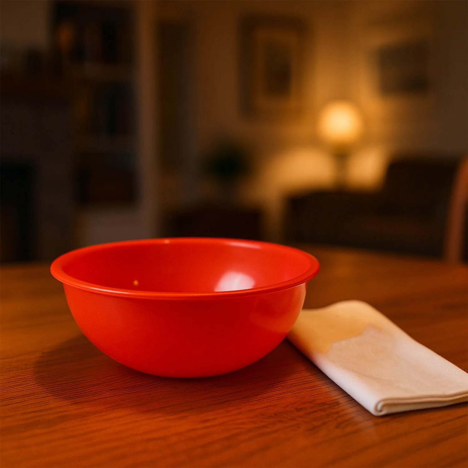 Plastic 6 Inch Red Round Deep Serving Bowl (1 Pc) - Image 3