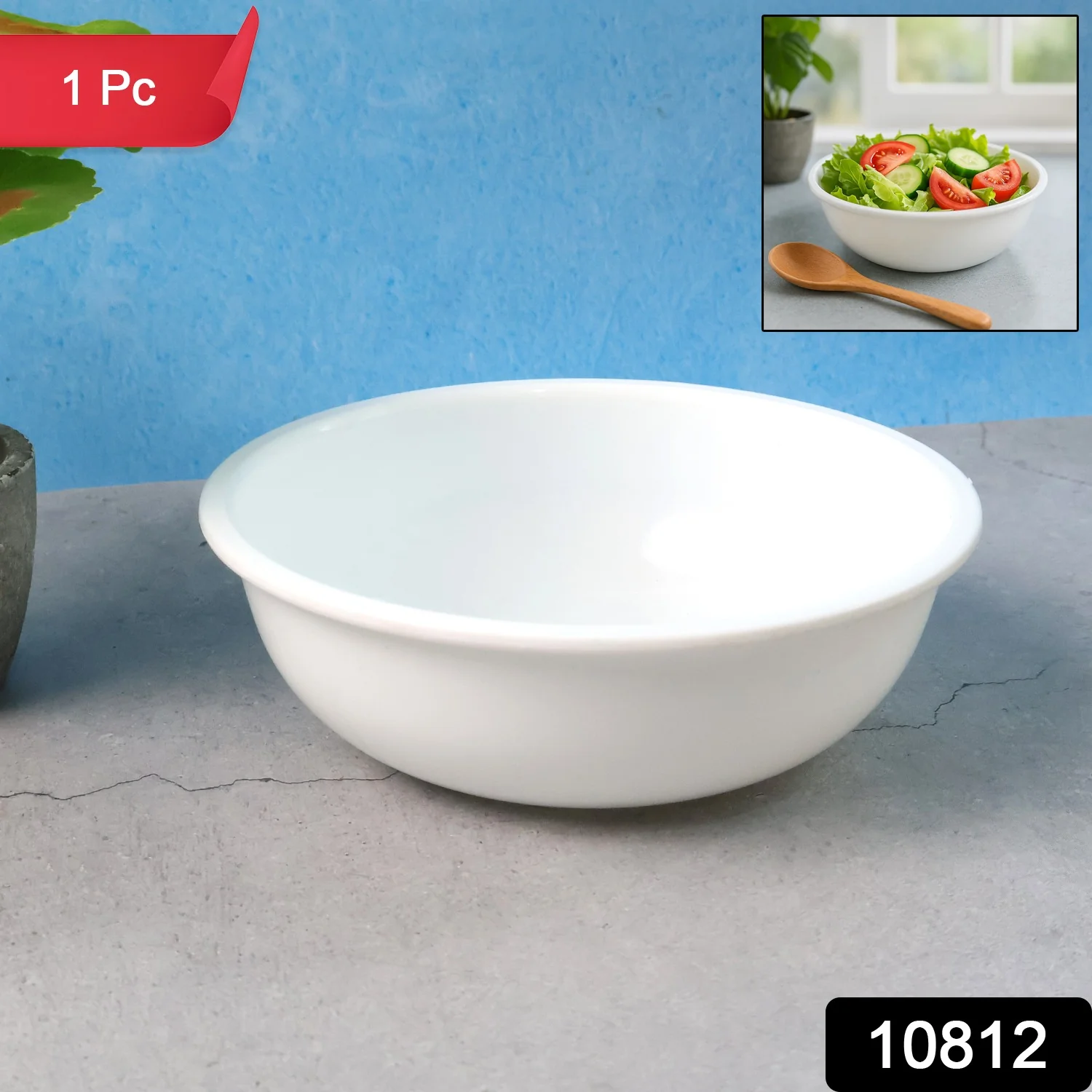 Plastic 6 Inch White Round Deep Serving Bowl (1 Pc) - Image 2