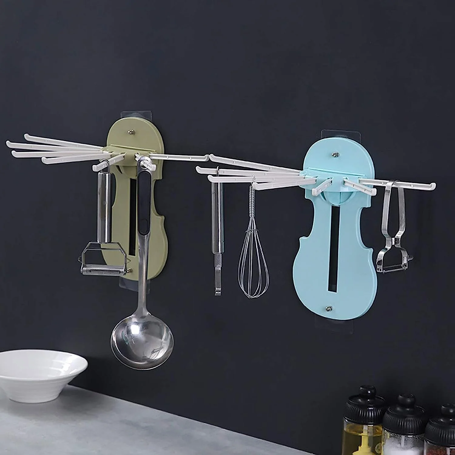 Plastic 7 in 1 Retractable Wall Mounted Pull Out Hanger for Kitchen Bath - Image 8