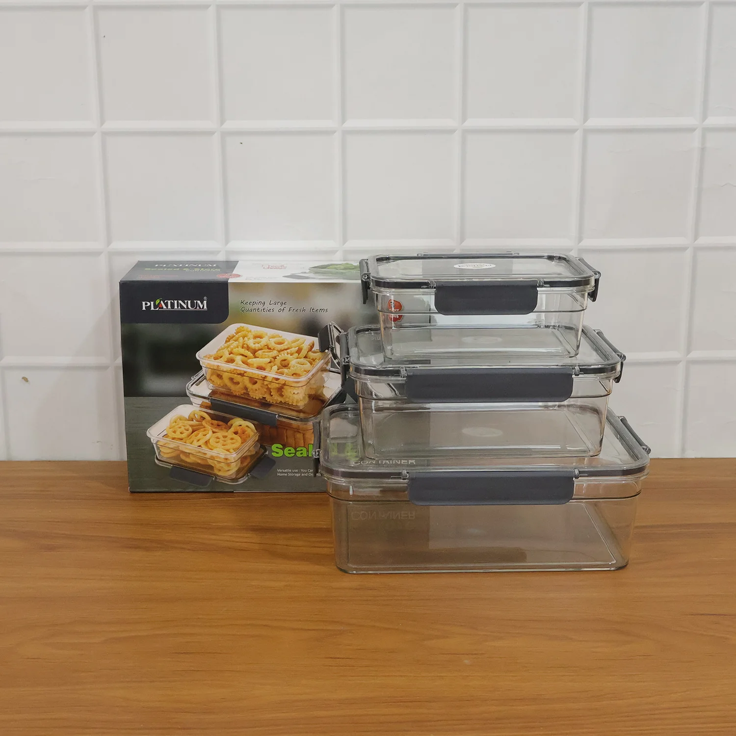 Plastic Airtight Food Storage Container Set(3 Pc, 750 ML, 1500 ML, 2800 ML) - Image 9