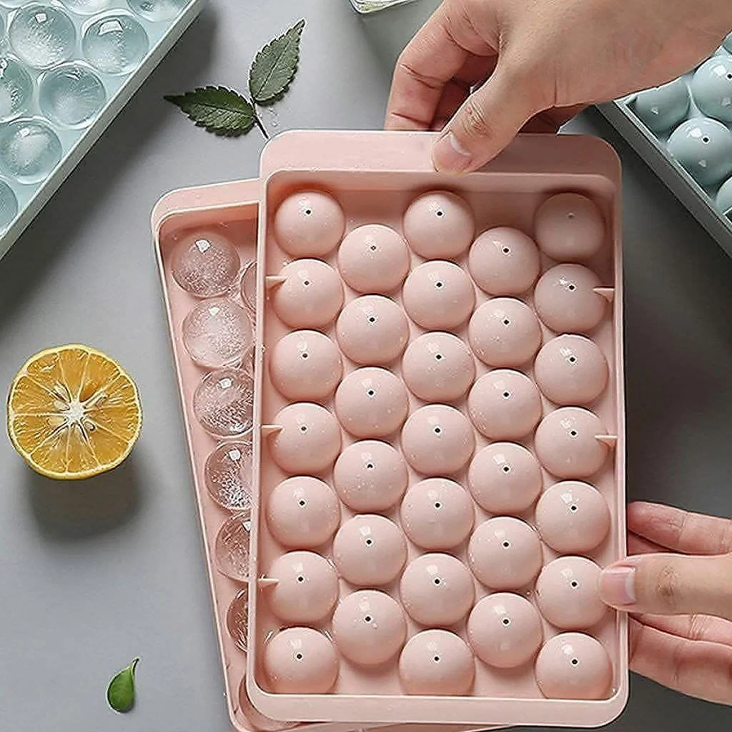 Plastic Ball Ice Cube Tray With Lid (1 Pc, 33 Grid) - Image 3