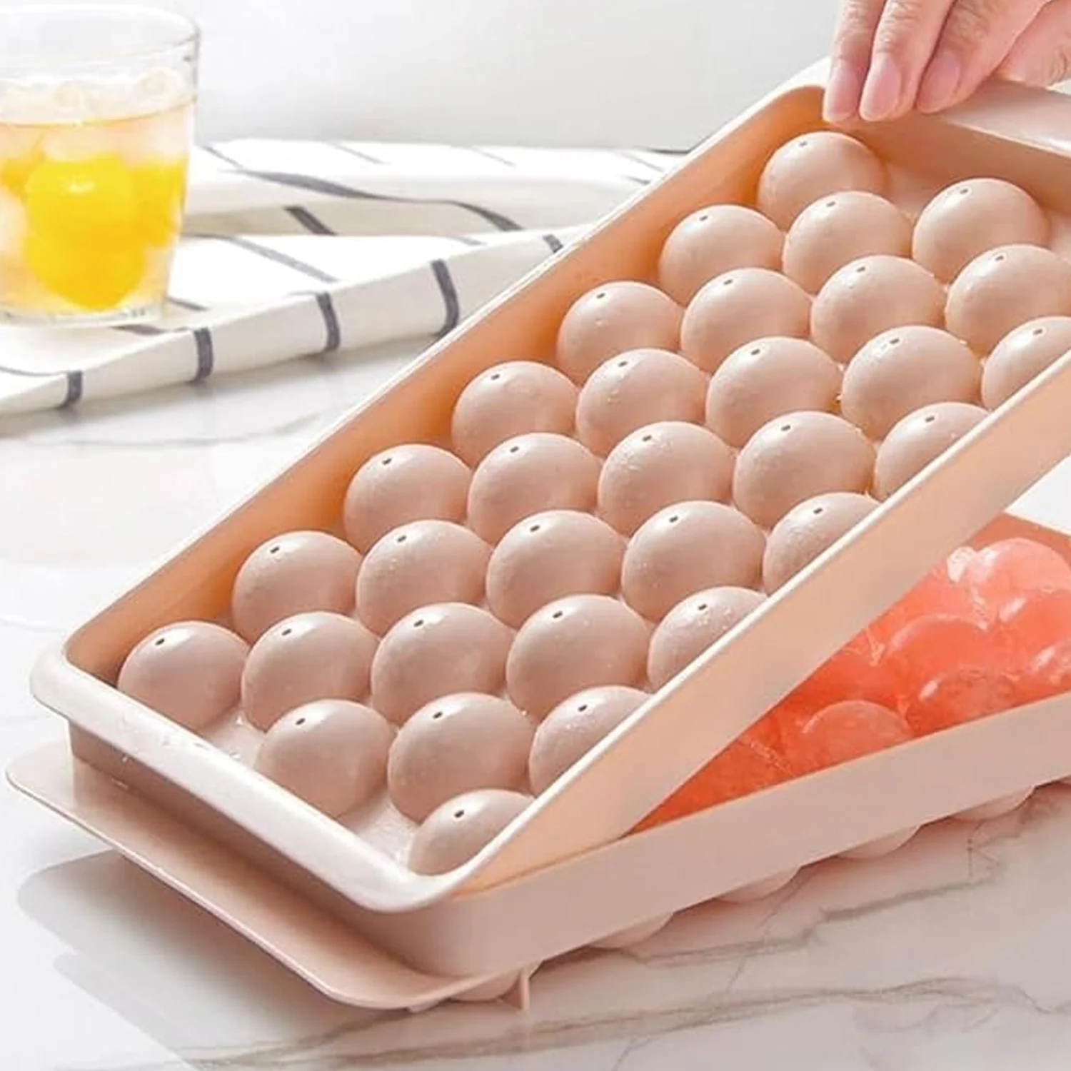 Plastic Ball Ice Cube Tray With Lid (1 Pc, 33 Grid) - Image 4