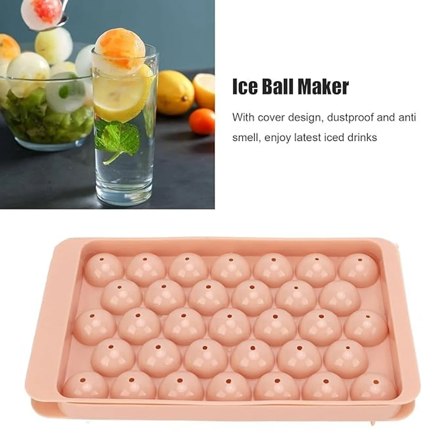 Plastic Ball Ice Cube Tray With Lid (1 Pc, 33 Grid) - Image 5