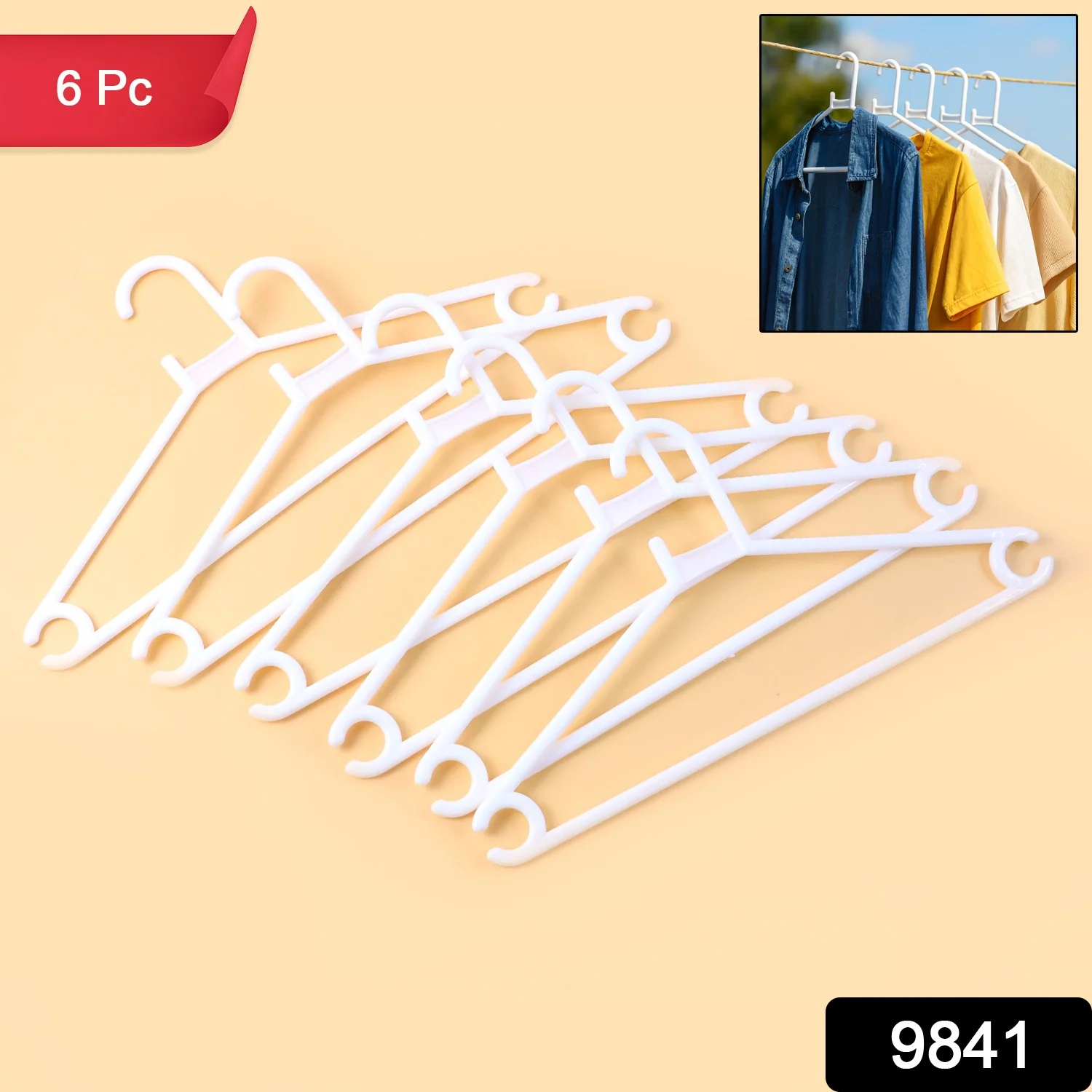 Plastic Clothes Hangers – Set of 6 - Image 2