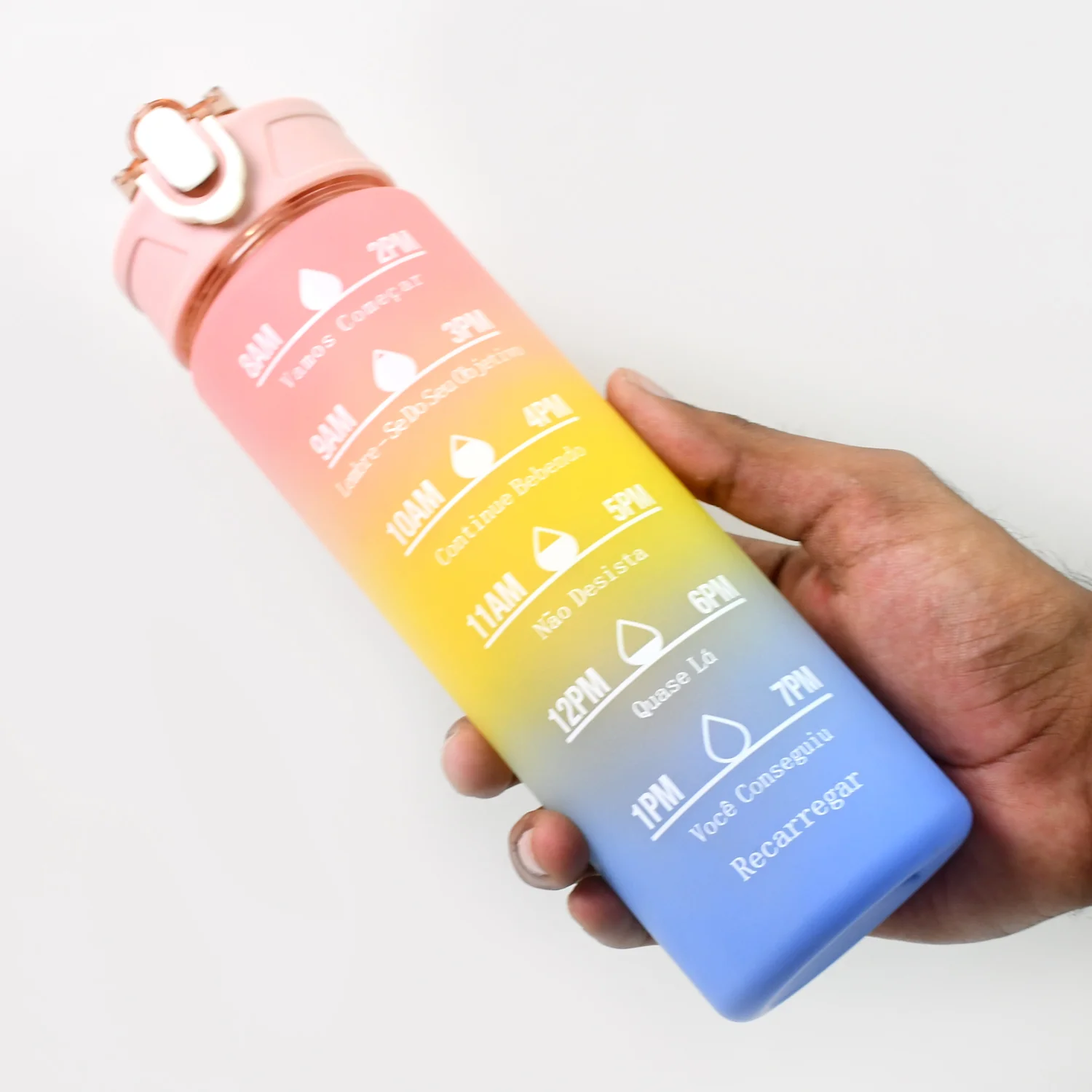 Plastic Colorful Motivational Water Bottle with Straw (750 ML) - Image 4