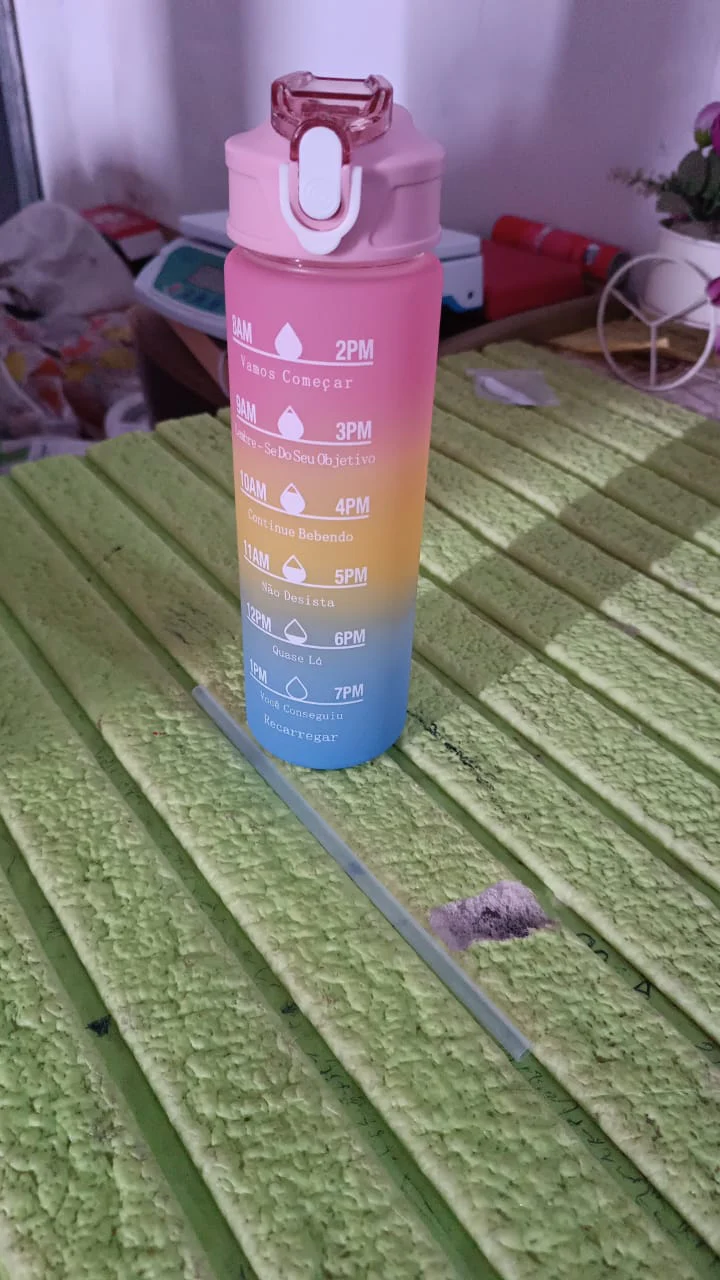 Plastic Colorful Motivational Water Bottle with Straw (750 ML) - Image 8