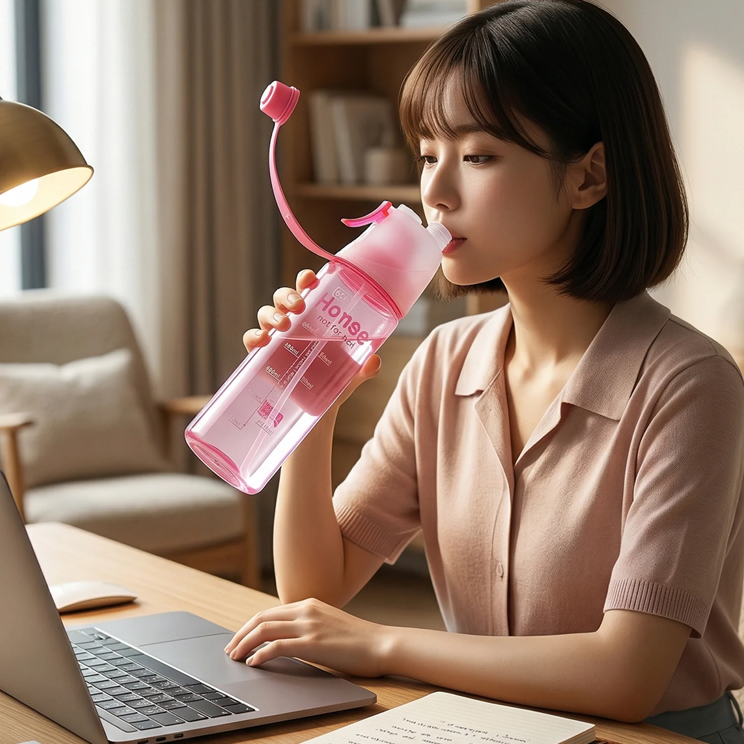Plastic Sports Water Bottle – Dual Function with Built-In Mist Spray (600 ML) - Image 3
