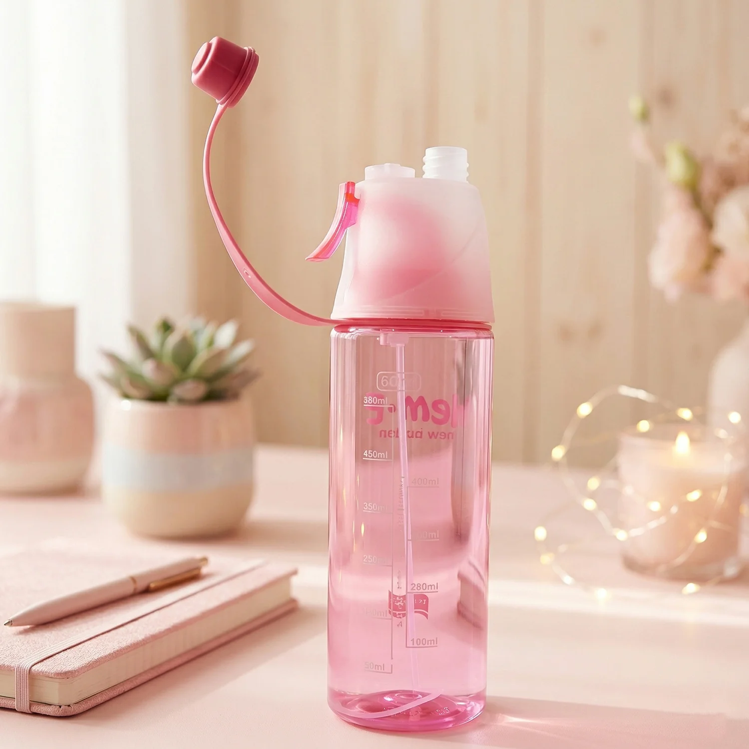 Plastic Sports Water Bottle – Dual Function with Built-In Mist Spray (600 ML) - Image 8