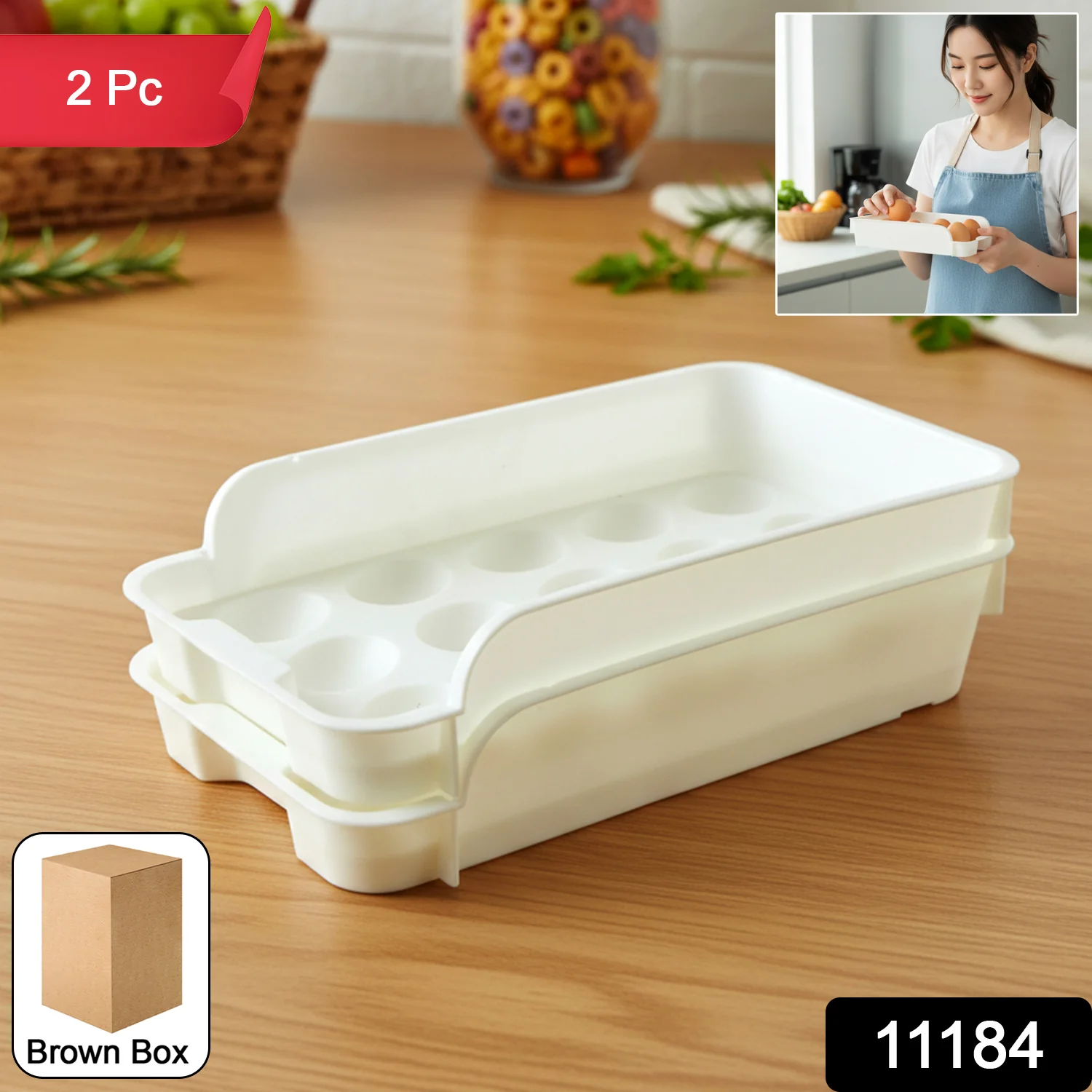 Plastic Egg Storage Tray Holder Set (2 Pc Set) - Image 2