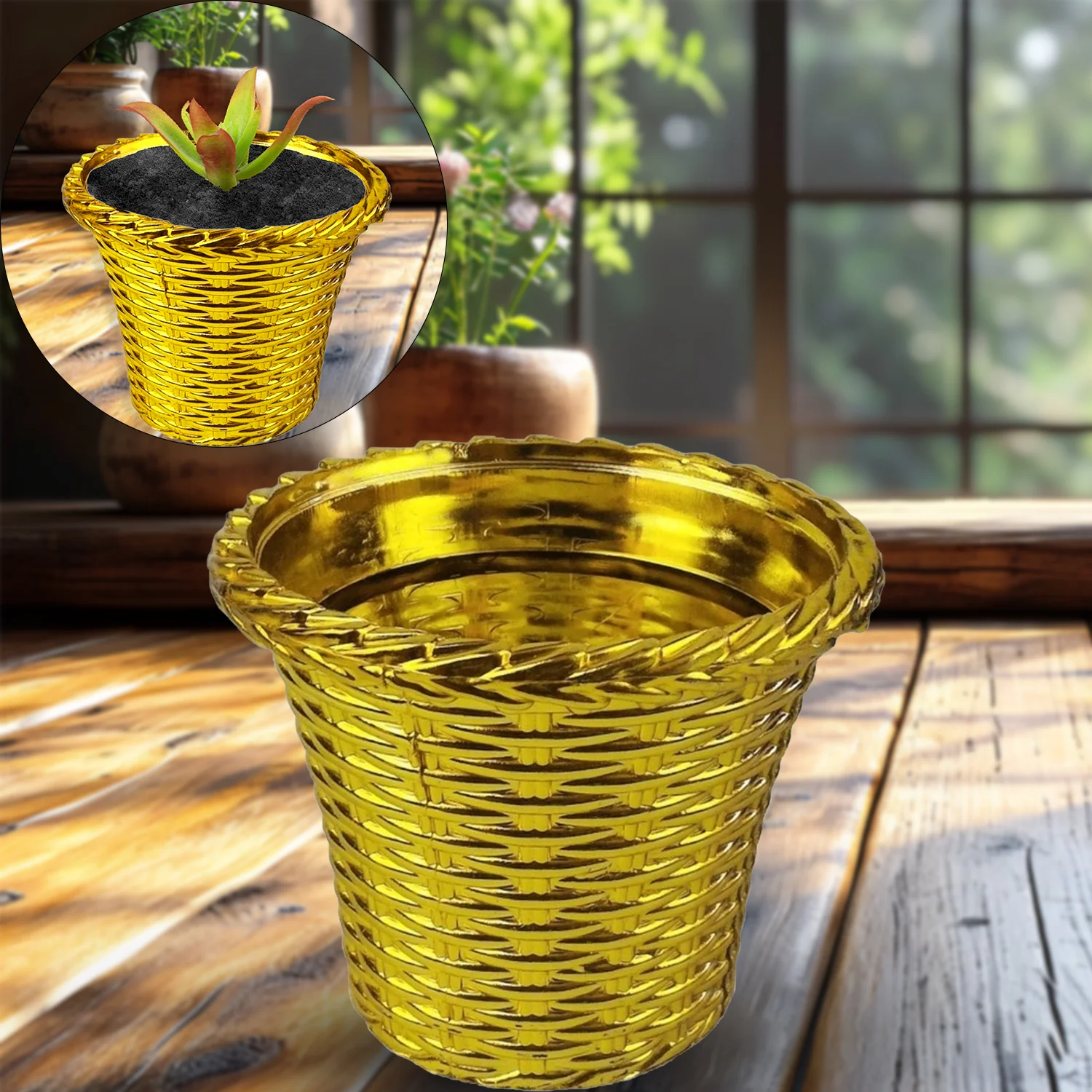 Plastic Flower Valencia (Pot) Home and Outdoor (1 Pc) - Image 4