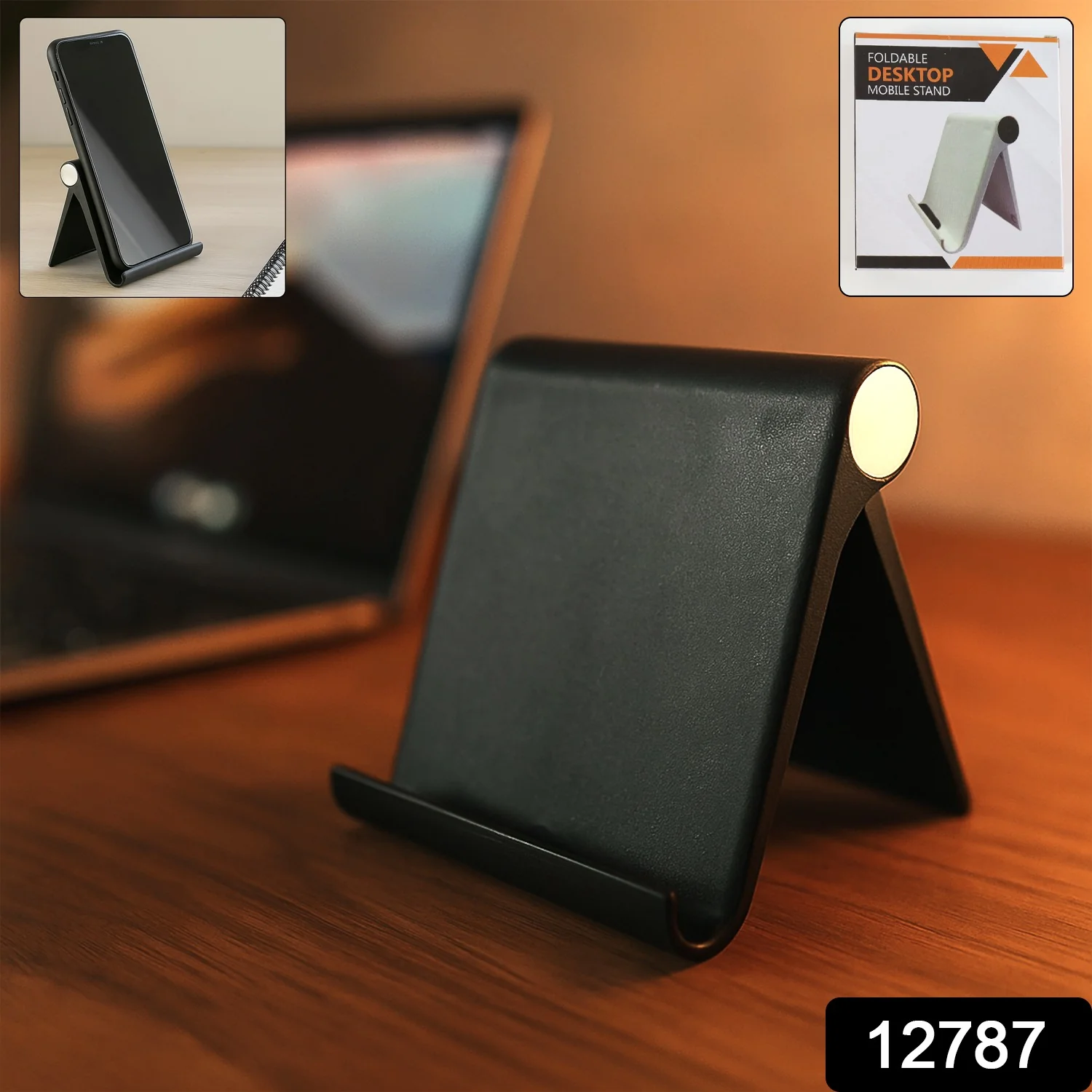Plastic Foldable Desktop Mobile Stand (1 Pc / Black) - Image 2