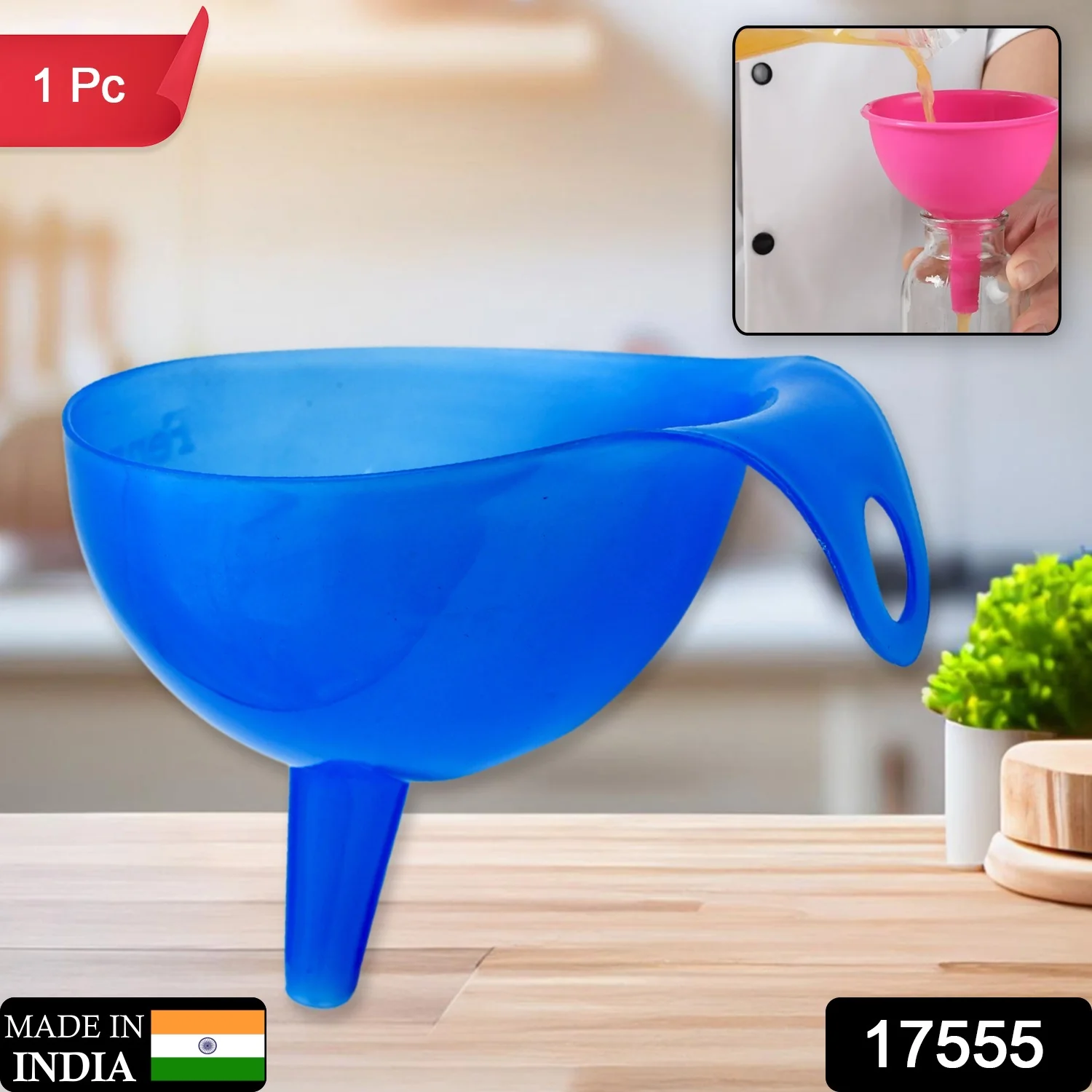 Plastic Funnel for Pouring Oil Sauce Water Juice Cooking Small Food Grains  1 Pc - Image 2