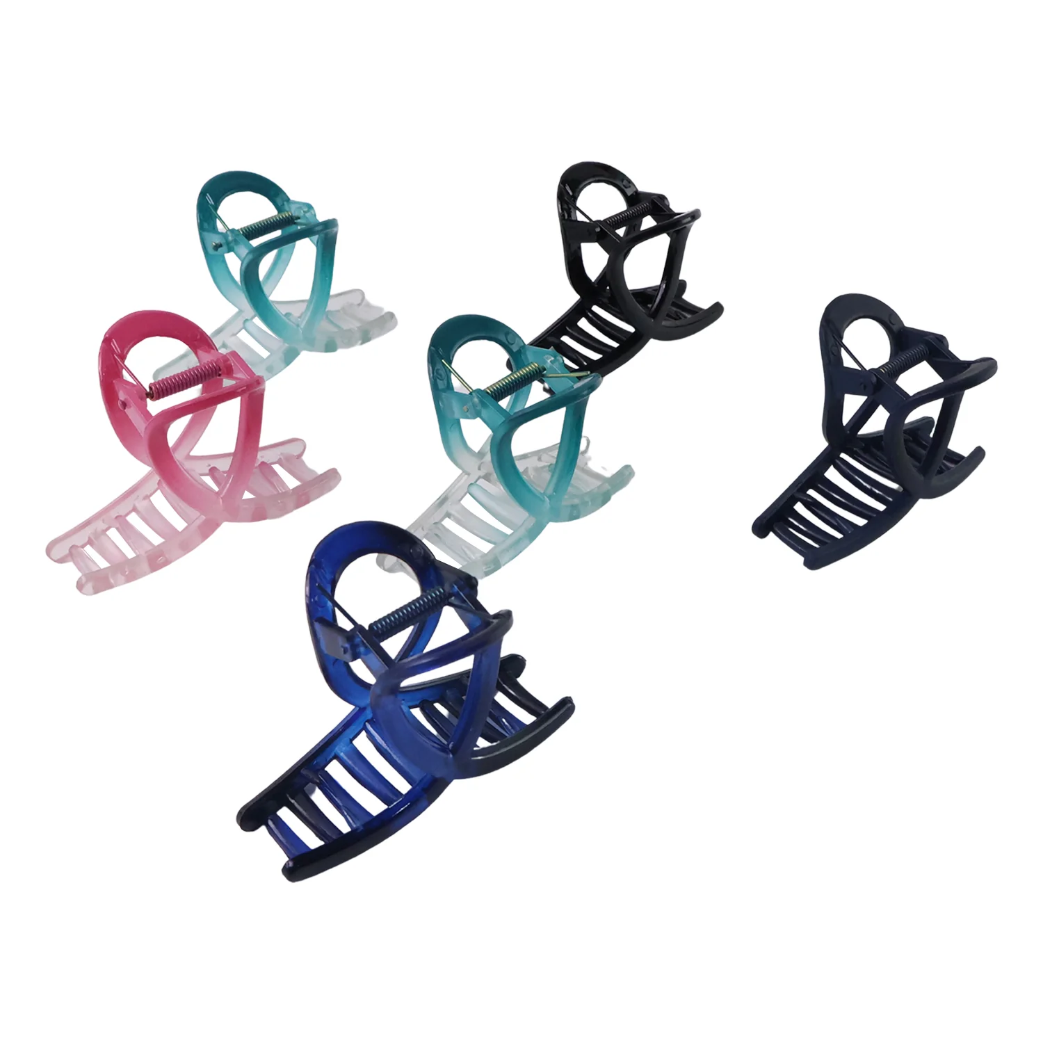 Plastic Hair Clamp Grip, Simple Matte Hair Barrette Clamp (12 Pc /  Mix Design) - Image 5