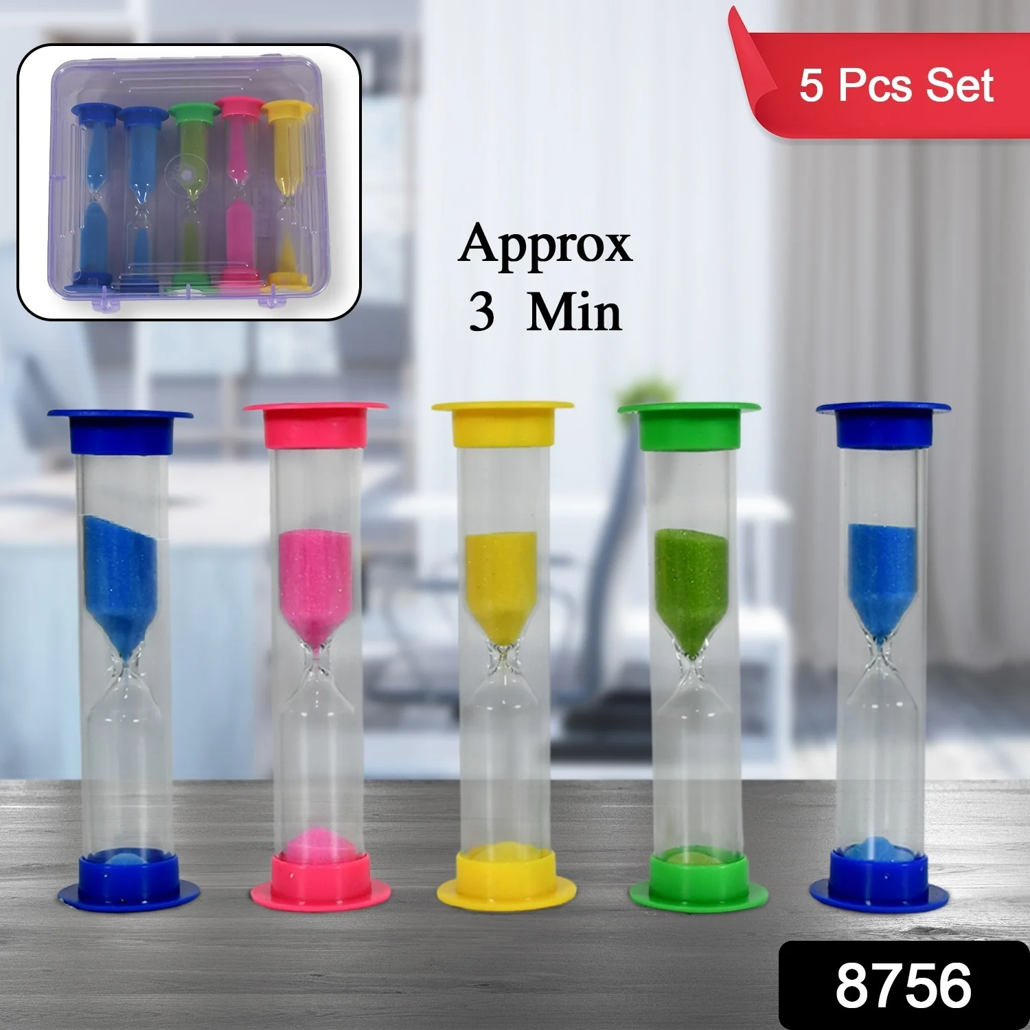 Plastic Hourglass Sand Timer Set – 3-Min Sand Clock for Kitchen, Office & Kids (5 Pc) - Image 2