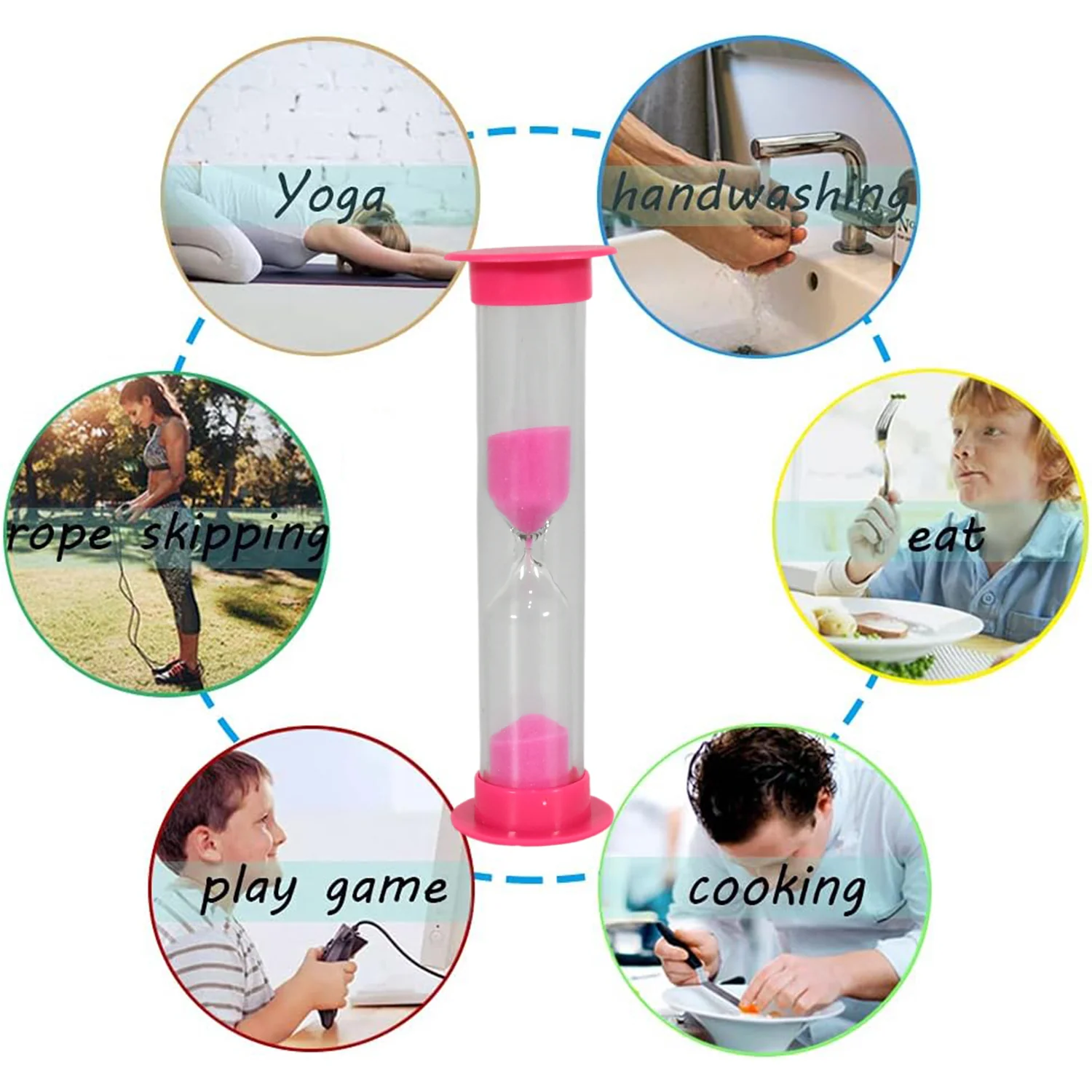 Plastic Hourglass Sand Timer Set – 3-Min Sand Clock for Kitchen, Office & Kids (5 Pc) - Image 4