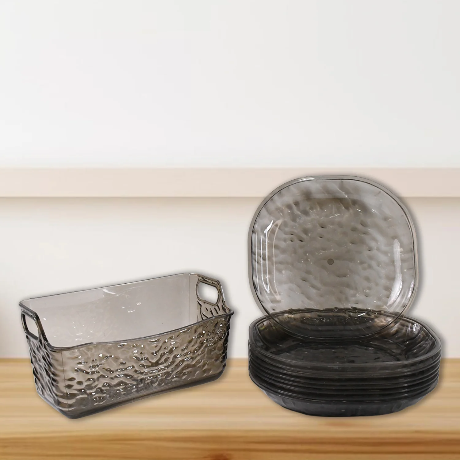 Plastic Household Plates Dinner Plates Dish Tray Skewer Bone Plate Set (10 Pcs Set) - Image 4