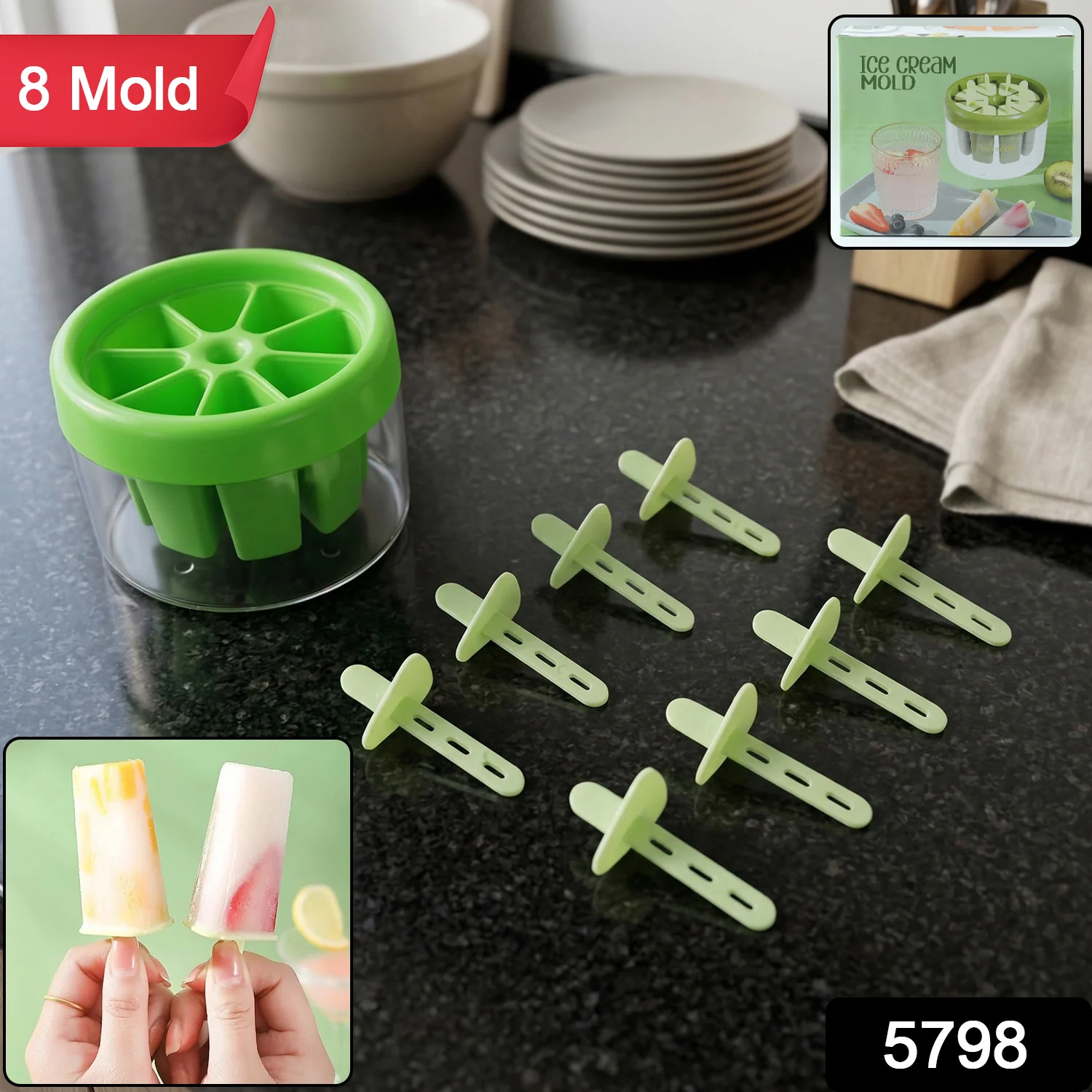Plastic Ice Candy Maker 8 Mold Set - Image 2