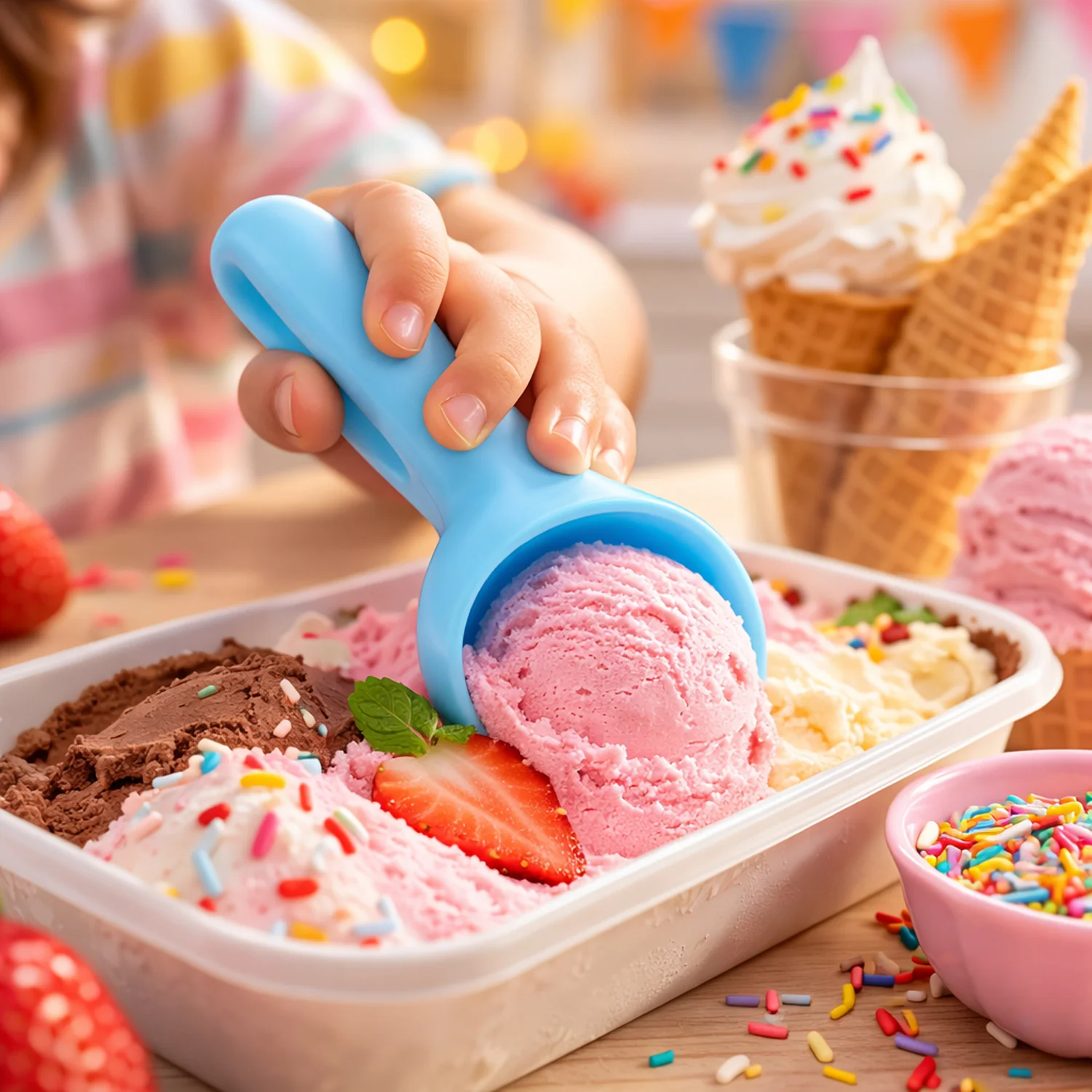Plastic Ice Cream Scoop Set (4 Pc) - Image 3