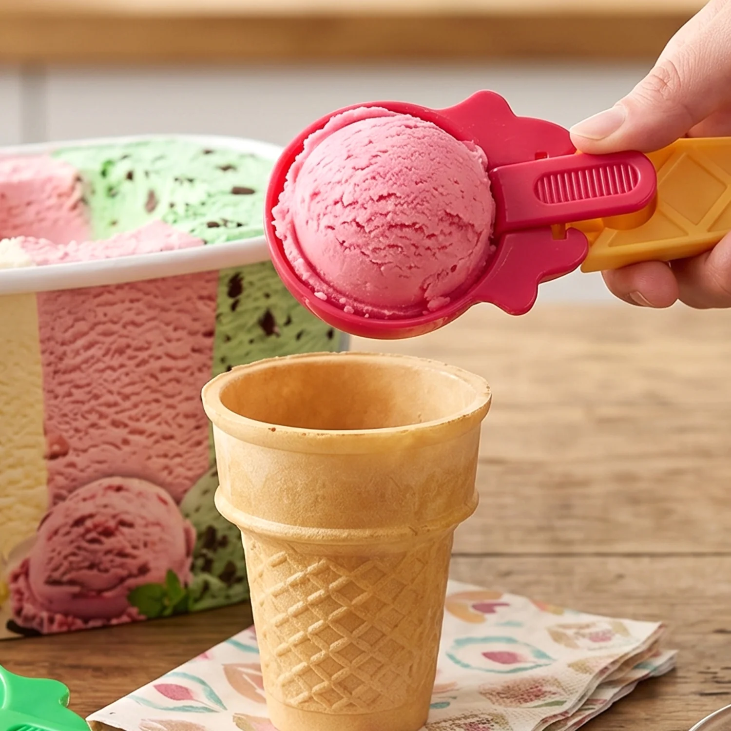 Plastic Premium Ice Cream Scoop Set – 2 Pcs - Image 4