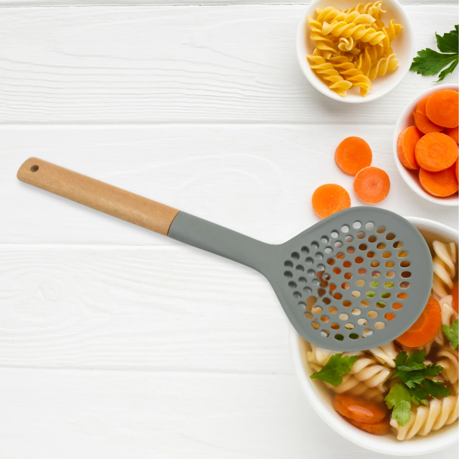 Plastic Kitchen Accessories Skimmer, Spatula Spoon & Soup Spoon Heat Resistant  Non Stick Spoons Kitchen Cookware Items Heat Resistant Plastic Kitchen Utensils for Cooking, BPA FREE Gadgets for Non-Stick Cookware (1 Pc ) - Image 2