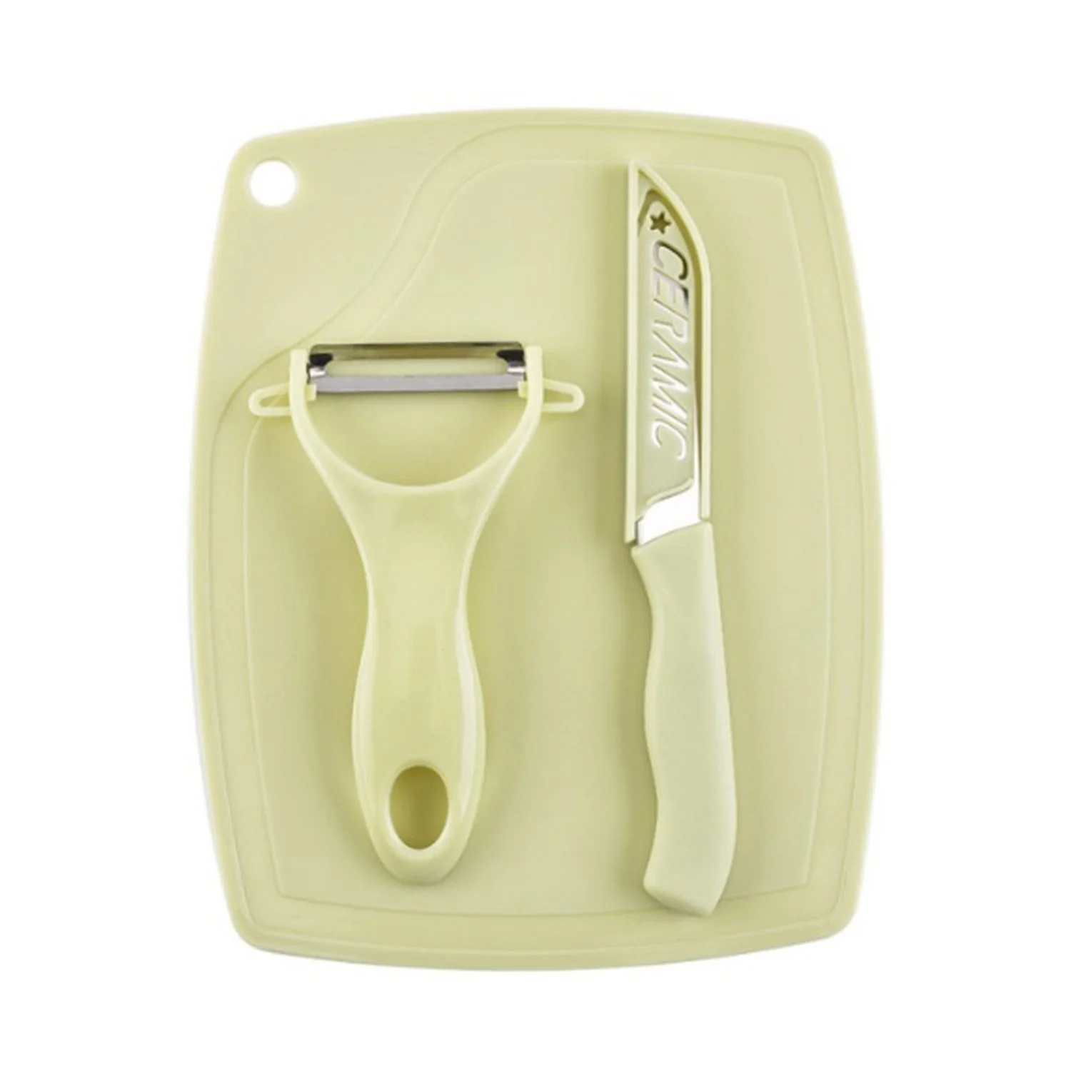 Plastic Kitchen Peeler - Green & Classic Stainless Steel 3-Piece Knife Set Combo - Image 7