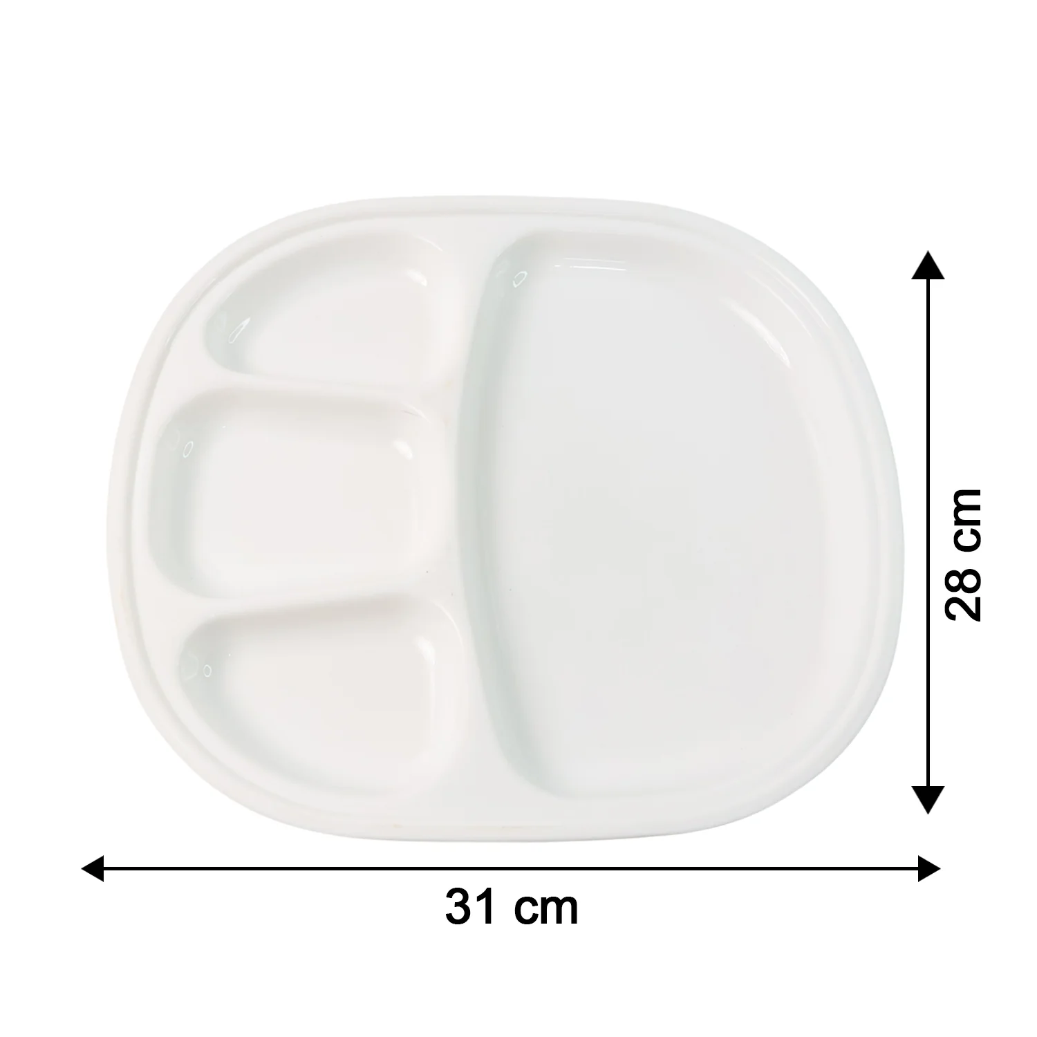 Plastic Large Compartment Dinner Plate / Thali with 4 Sections - Image 4