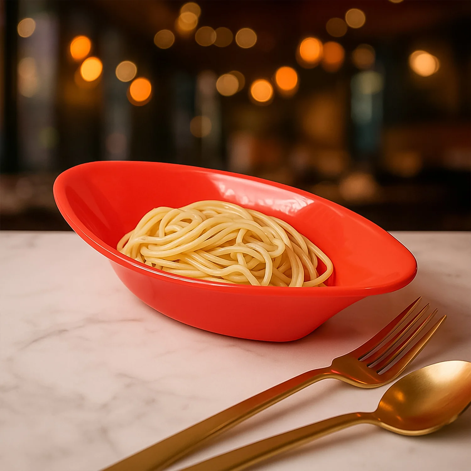 Plastic Marin Serving Bowl – Elegant Oval Deep Bowl (1 Pc / Red) - Image 3