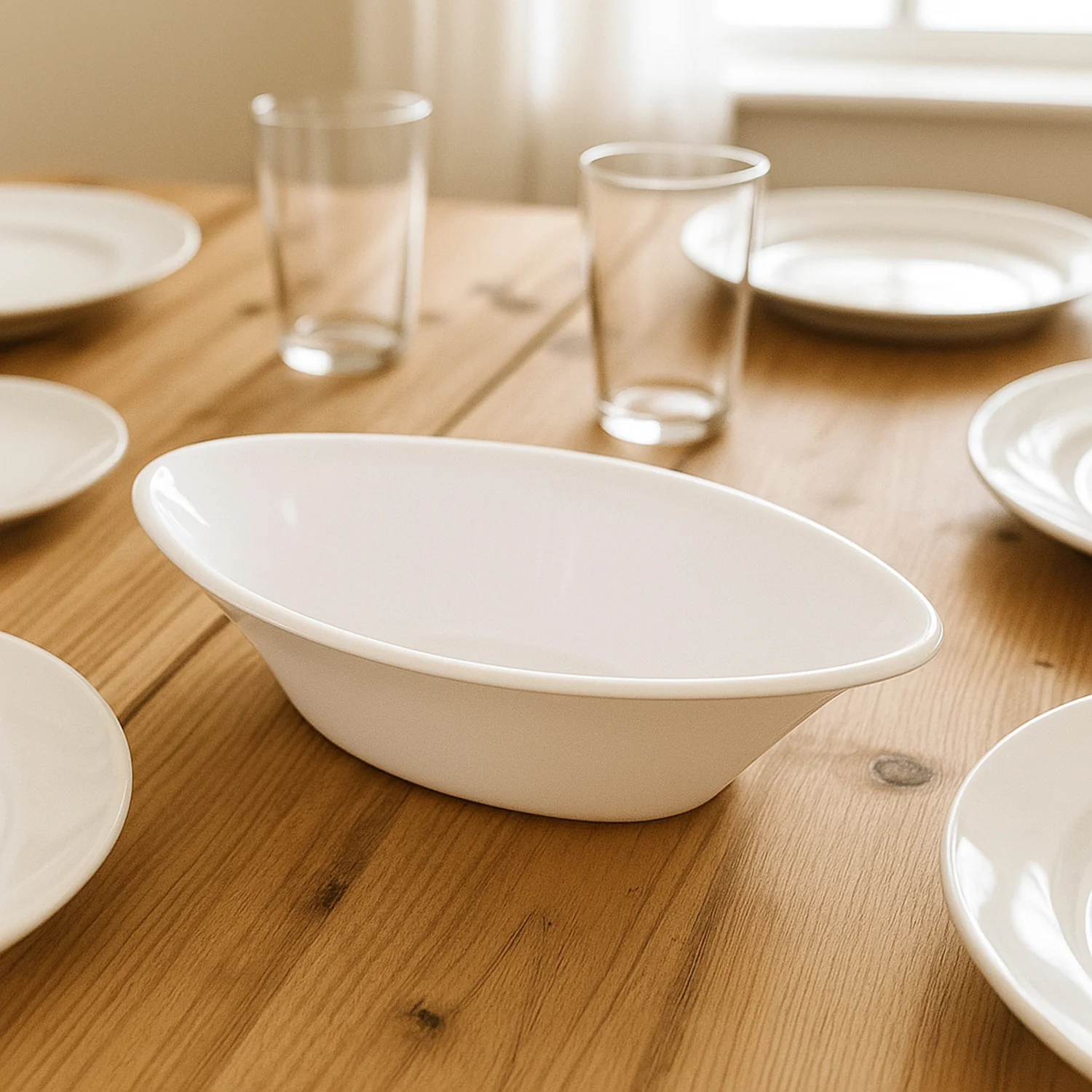 Plastic Marin Serving Bowl – Elegant Oval Deep Bowl (1 Pc / White) - Image 6