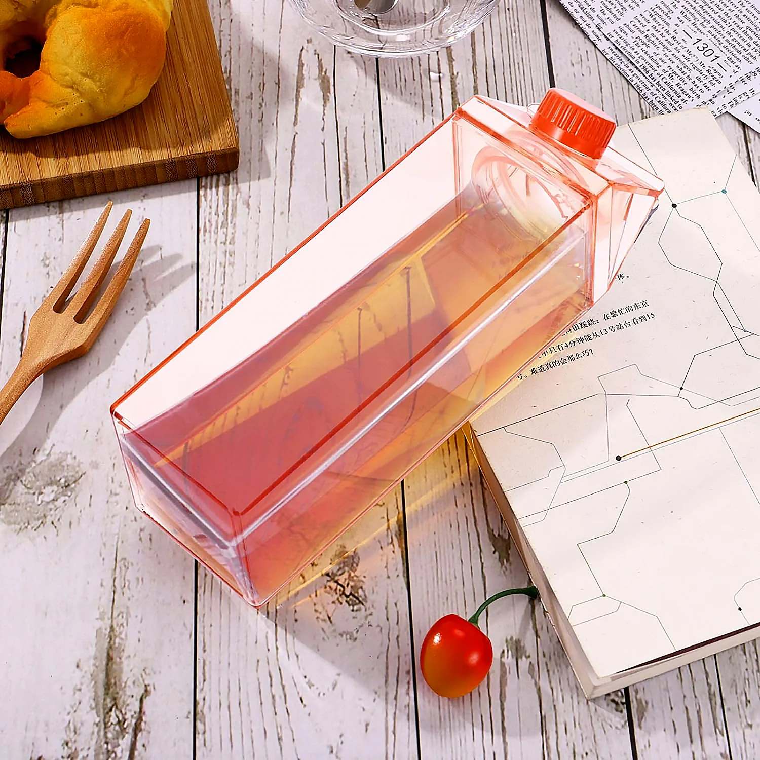 Plastic Milk Carton Colorful Clear Water Bottle, 17 Oz Portable Milk Box - Image 7