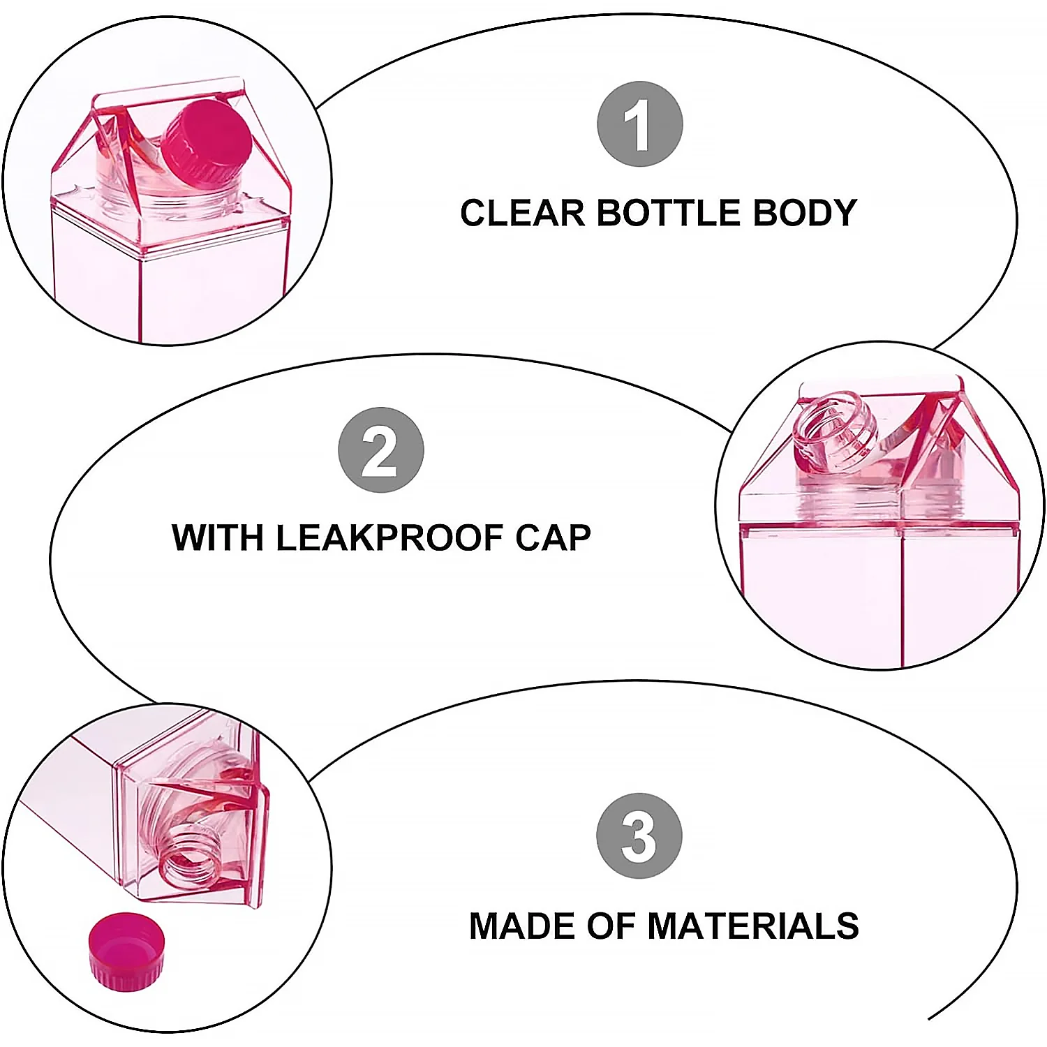 Plastic Milk Carton Colorful Clear Water Bottle, 17 Oz Portable Milk Box - Image 9
