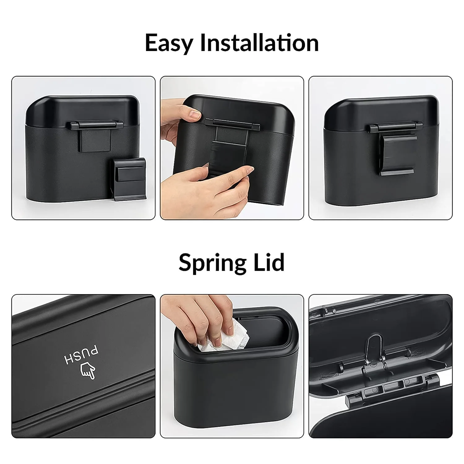 Plastic Mini Car Trash Can / Bin with Lid (1 Pc / With Brown Box) - Image 10