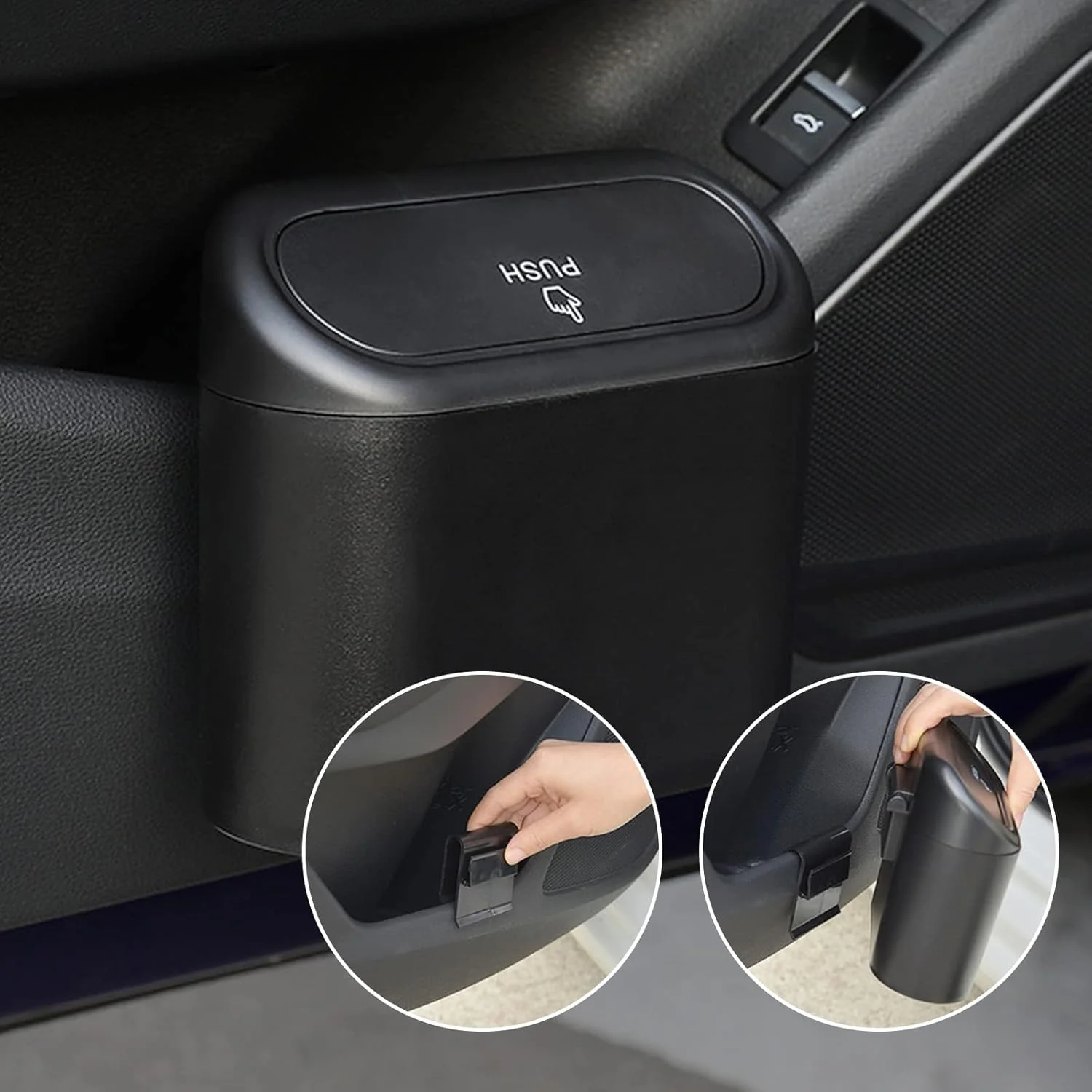 Plastic Mini Car Trash Can / Bin with Lid (1 Pc / With Brown Box) - Image 3