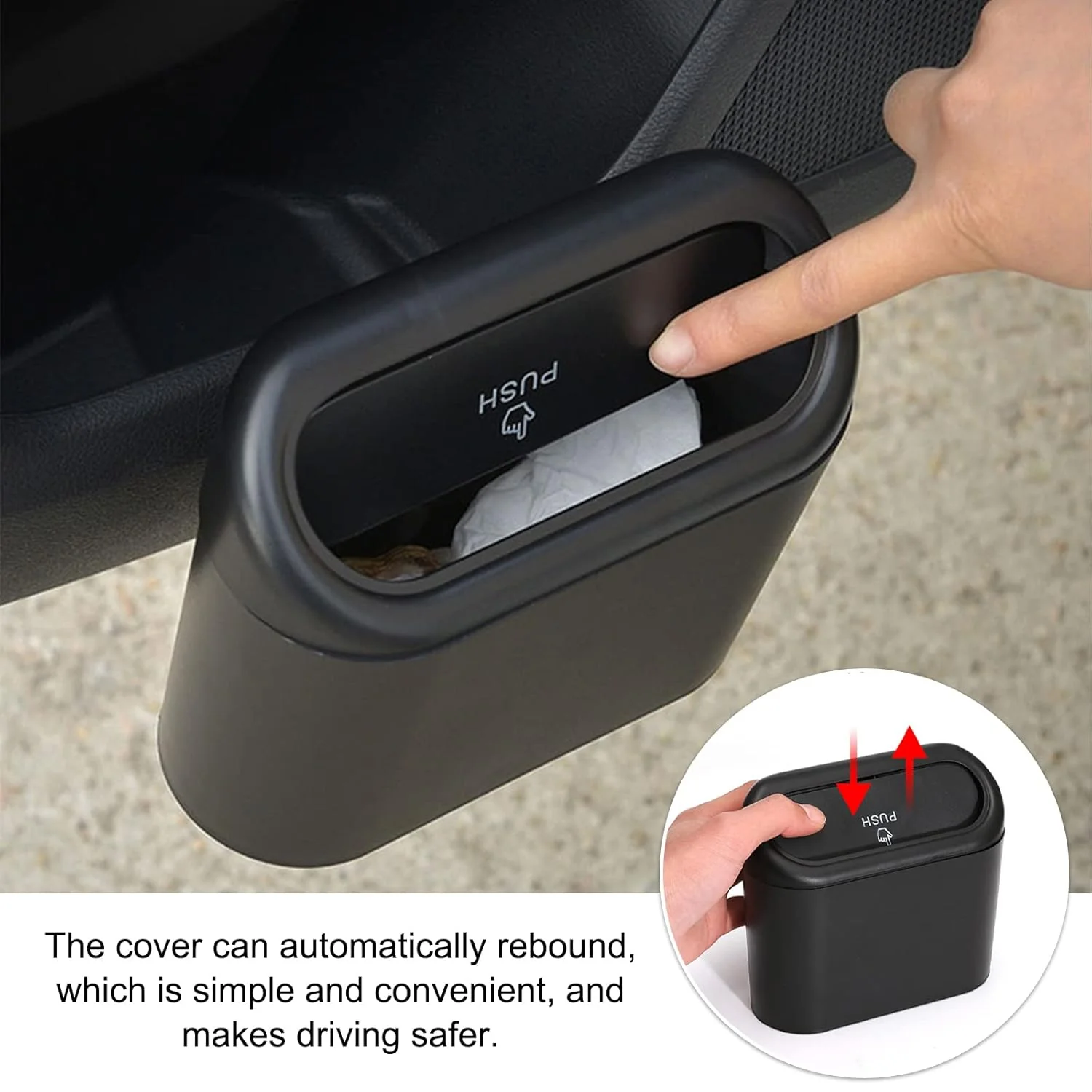 Plastic Mini Car Trash Can / Bin with Lid (1 Pc / With Brown Box) - Image 5