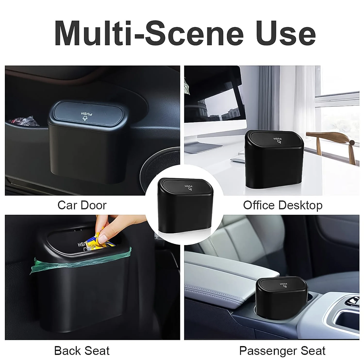 Plastic Mini Car Trash Can / Bin with Lid (1 Pc / With Brown Box) - Image 6