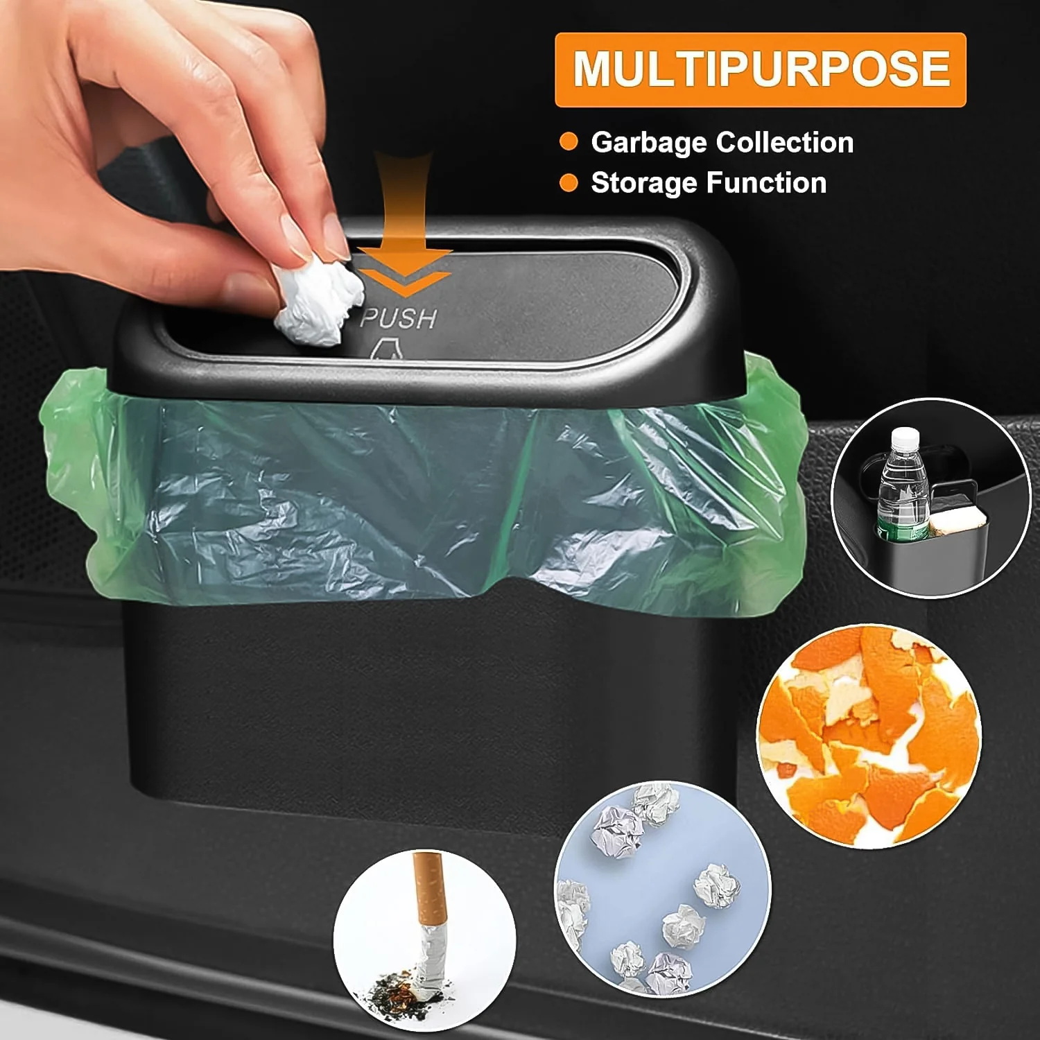 Plastic Mini Car Trash Can / Bin with Lid (1 Pc / With Brown Box) - Image 8