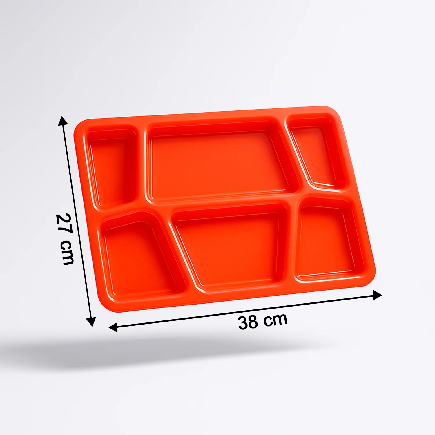 Plastic Multi-Compartment Rectangular Meal Serving Tray / Plate (1 Pc / Red) - Image 4
