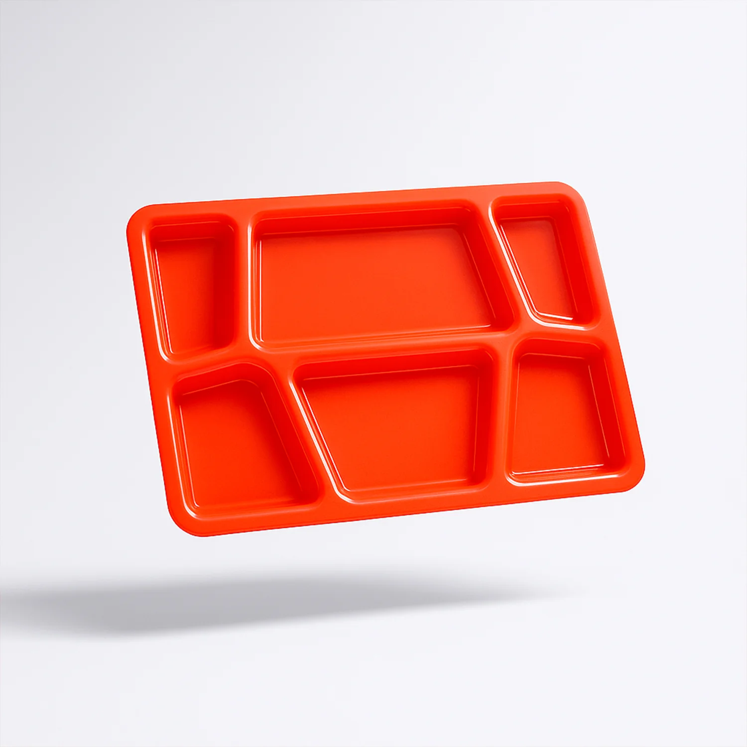 Plastic Multi-Compartment Rectangular Meal Serving Tray / Plate (1 Pc / Red) - Image 5