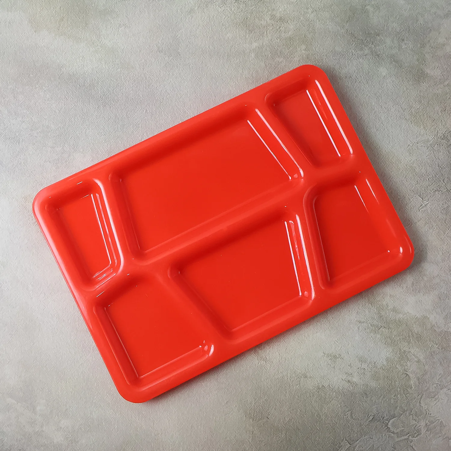 Plastic Multi-Compartment Rectangular Meal Serving Tray / Plate (1 Pc / Red) - Image 6
