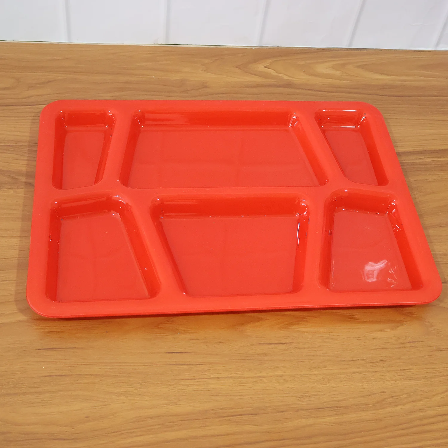 Plastic Multi-Compartment Rectangular Meal Serving Tray / Plate (1 Pc / Red) - Image 8