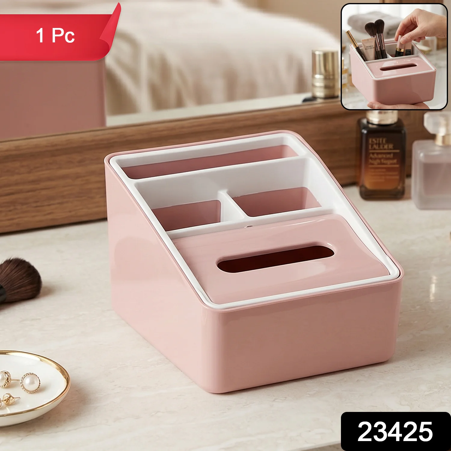 Plastic Multipurpose Storage Organizer Box with Compartments - Image 2