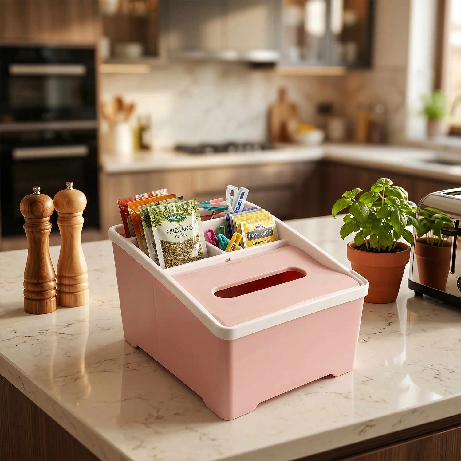 Plastic Multipurpose Storage Organizer Box with Compartments - Image 8